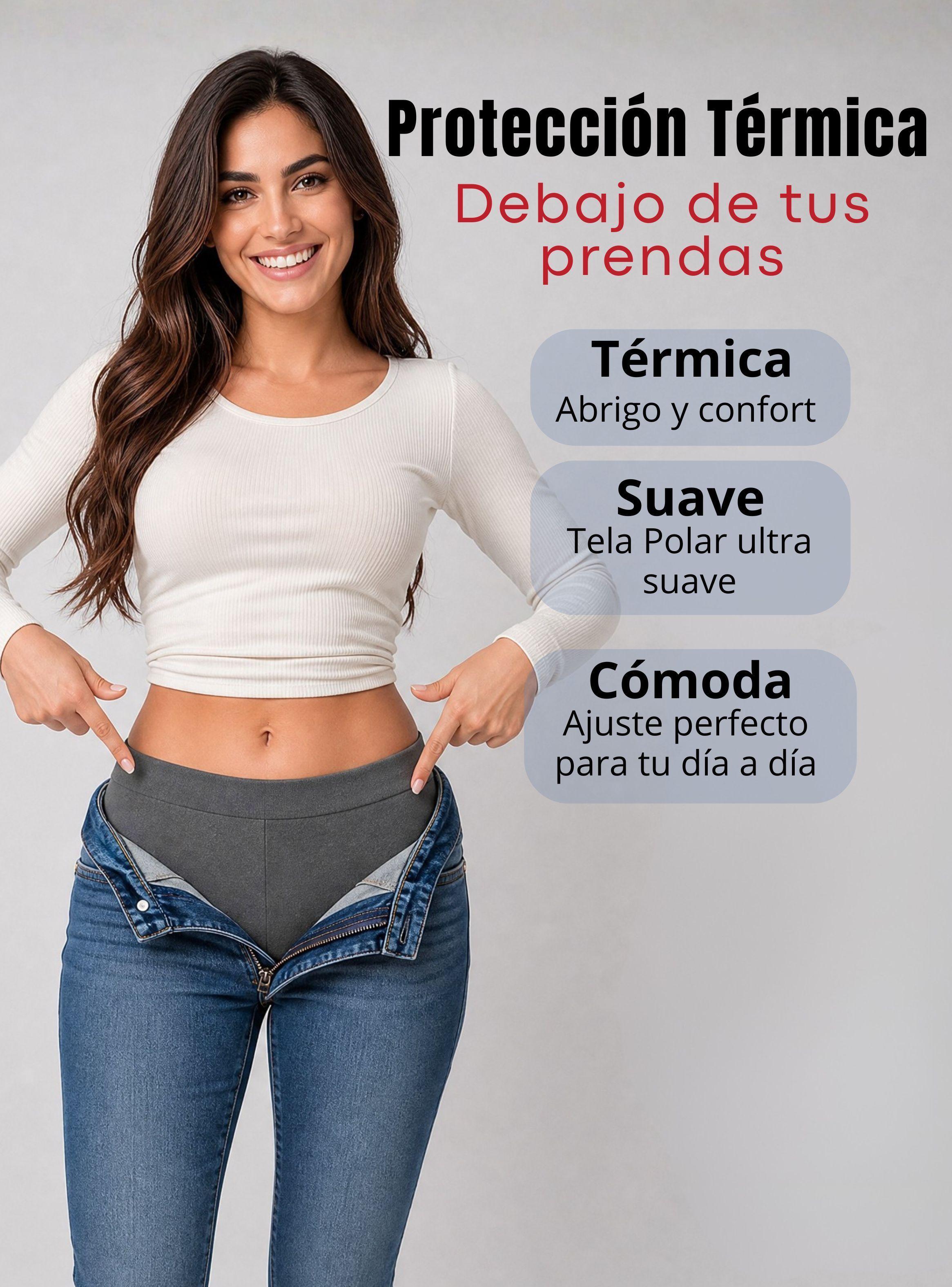 Calza Panty Con Chiporro Térmica Mujer Elasticada de Color Gris-5