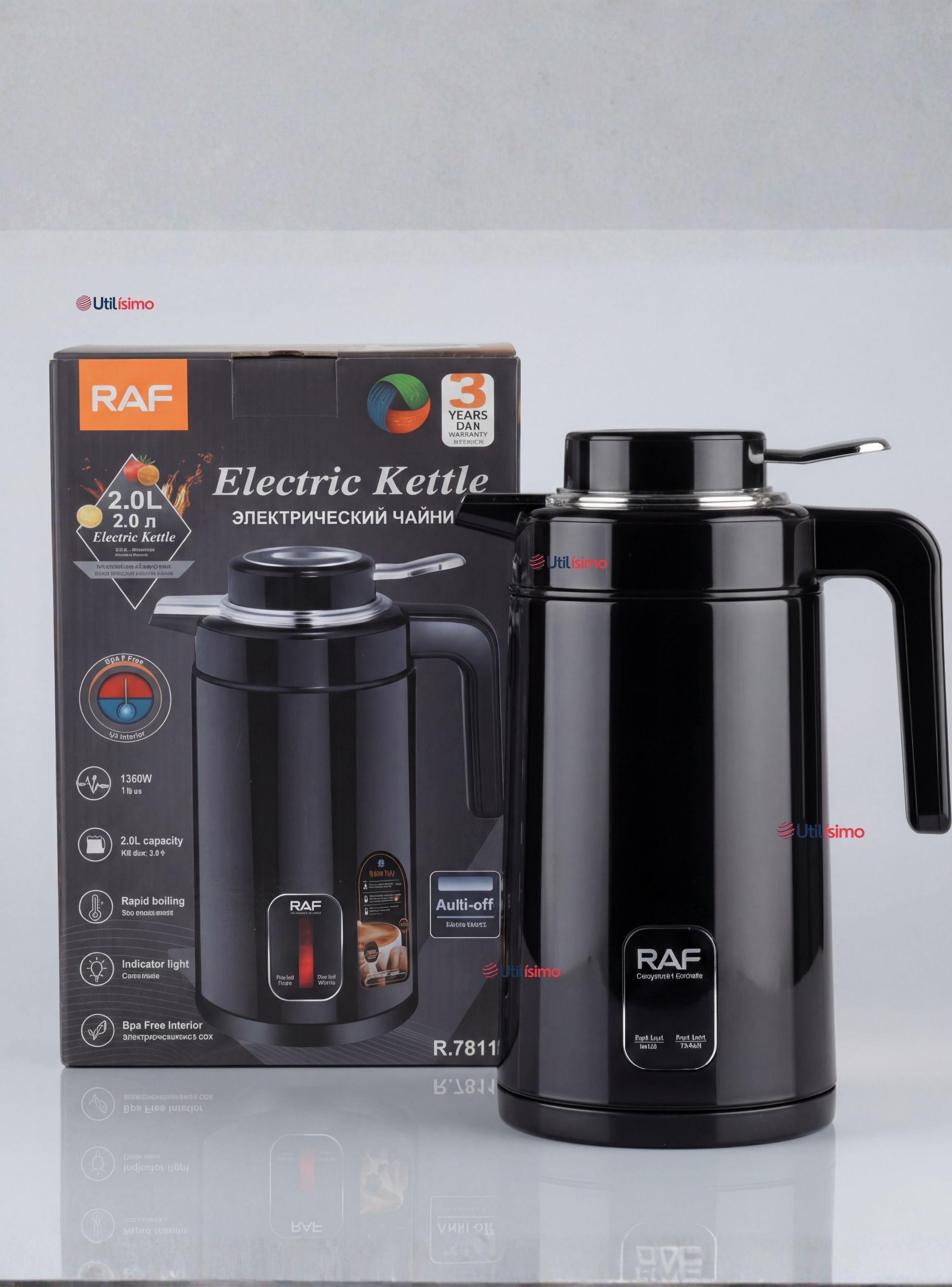 Termo Hervidor Eléctrico RAF 1360W Capacidad 2 Litros Color Negro-0