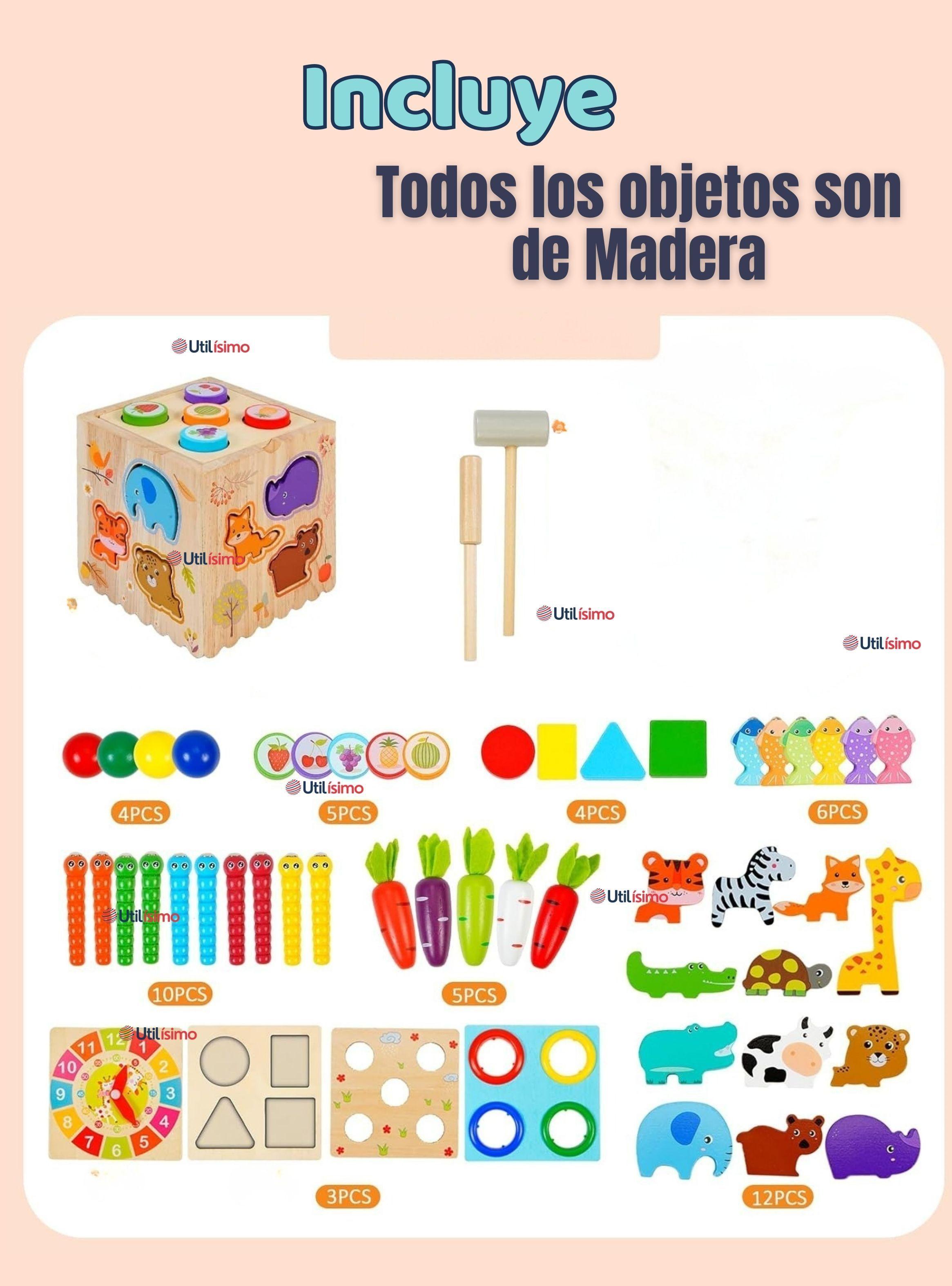 Cubo Didáctico Montessori Niño o Niña Juguete Multifuncional Madera Bebe Infantil-2