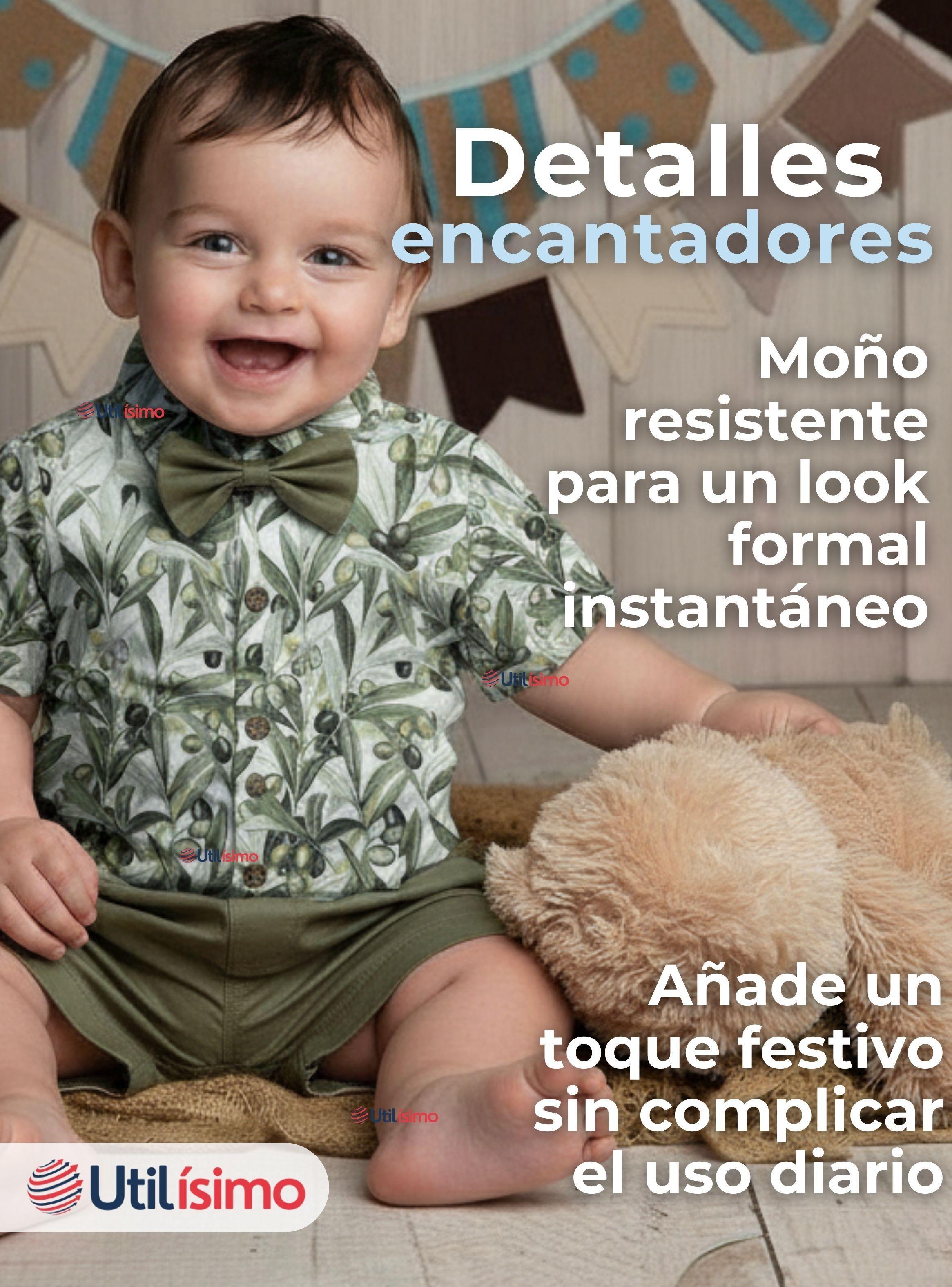 Conjunto de Vestir Camisa Estampada Con Lazo Verde  Y Pantalón Corto Algodón Niño-5