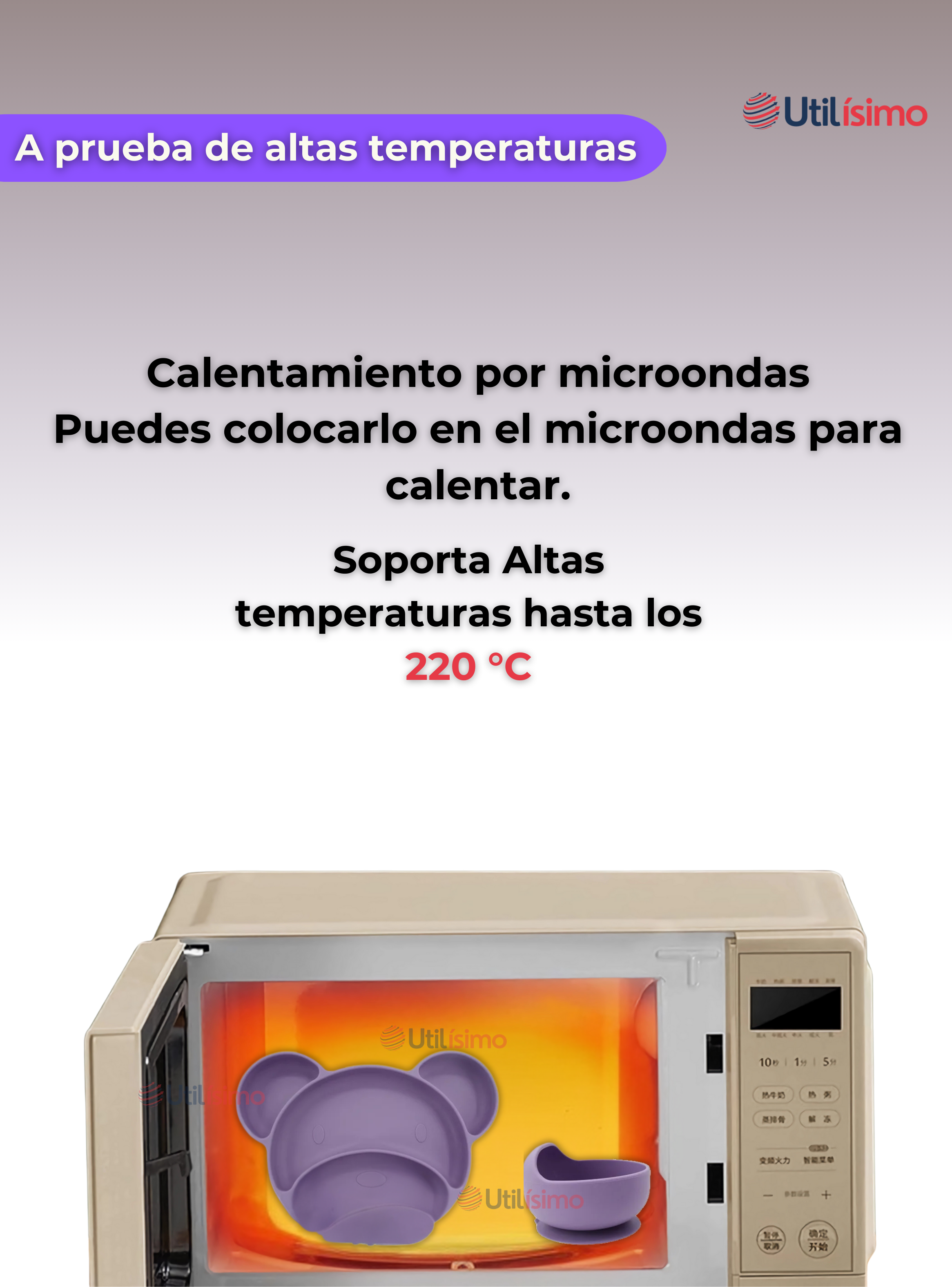 Set De Alimentación Bebé Silicona 6 Piezas Libre BPA Lila-3