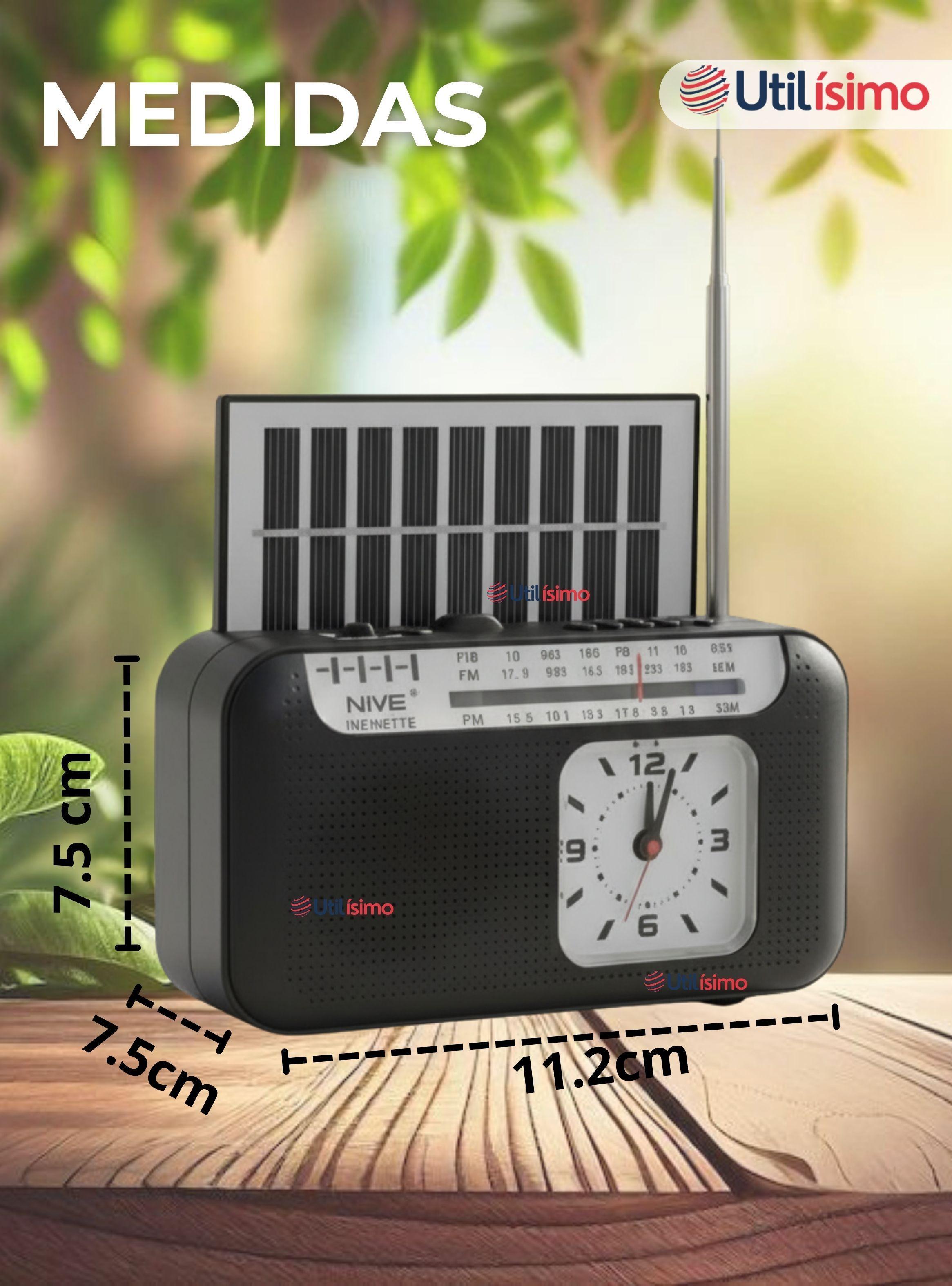 Radio Solar Portátil Recargable de Bluetooth AM/FM negro-2