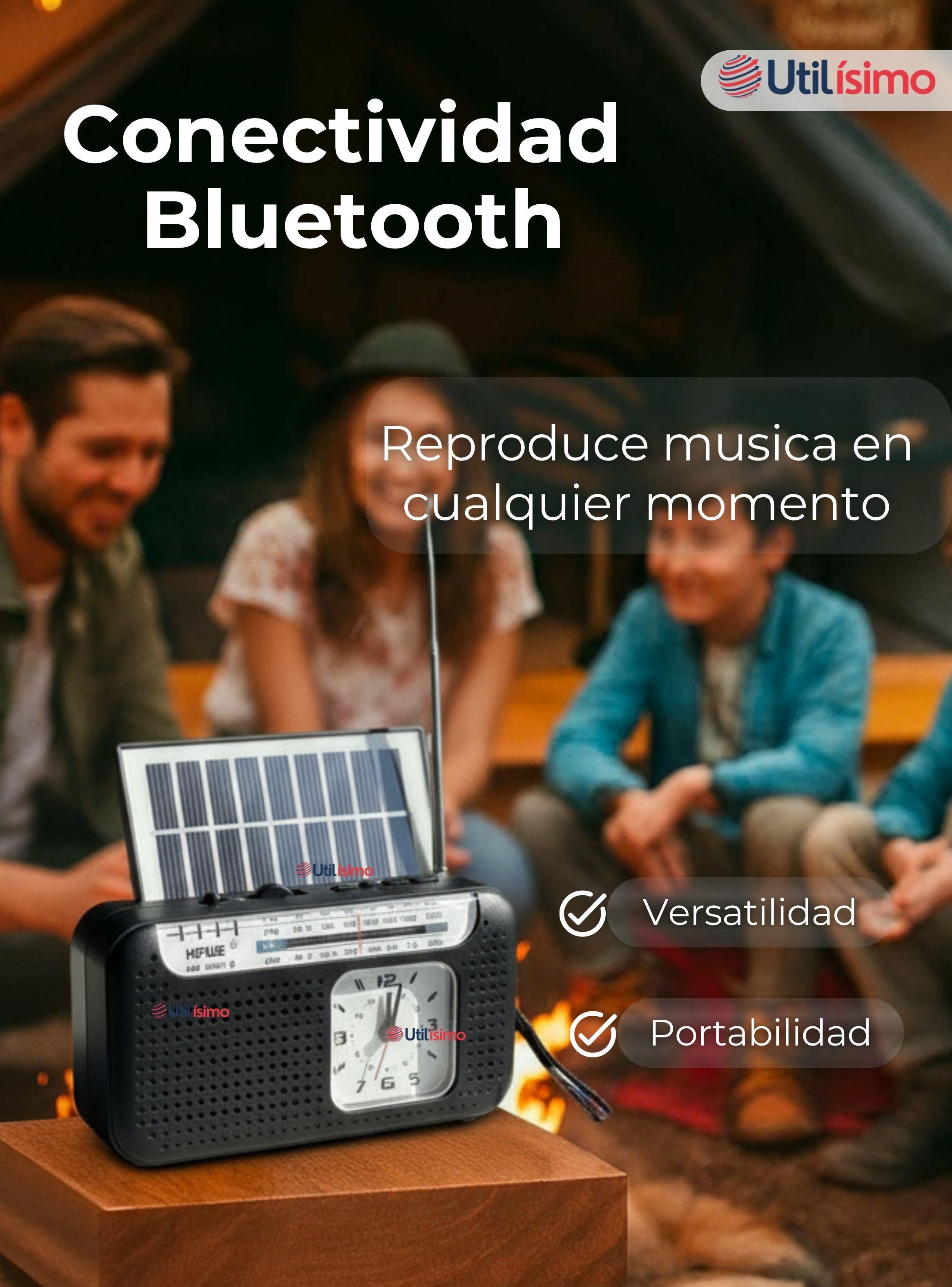 Radio Solar Portátil Recargable de Bluetooth AM/FM negro-5