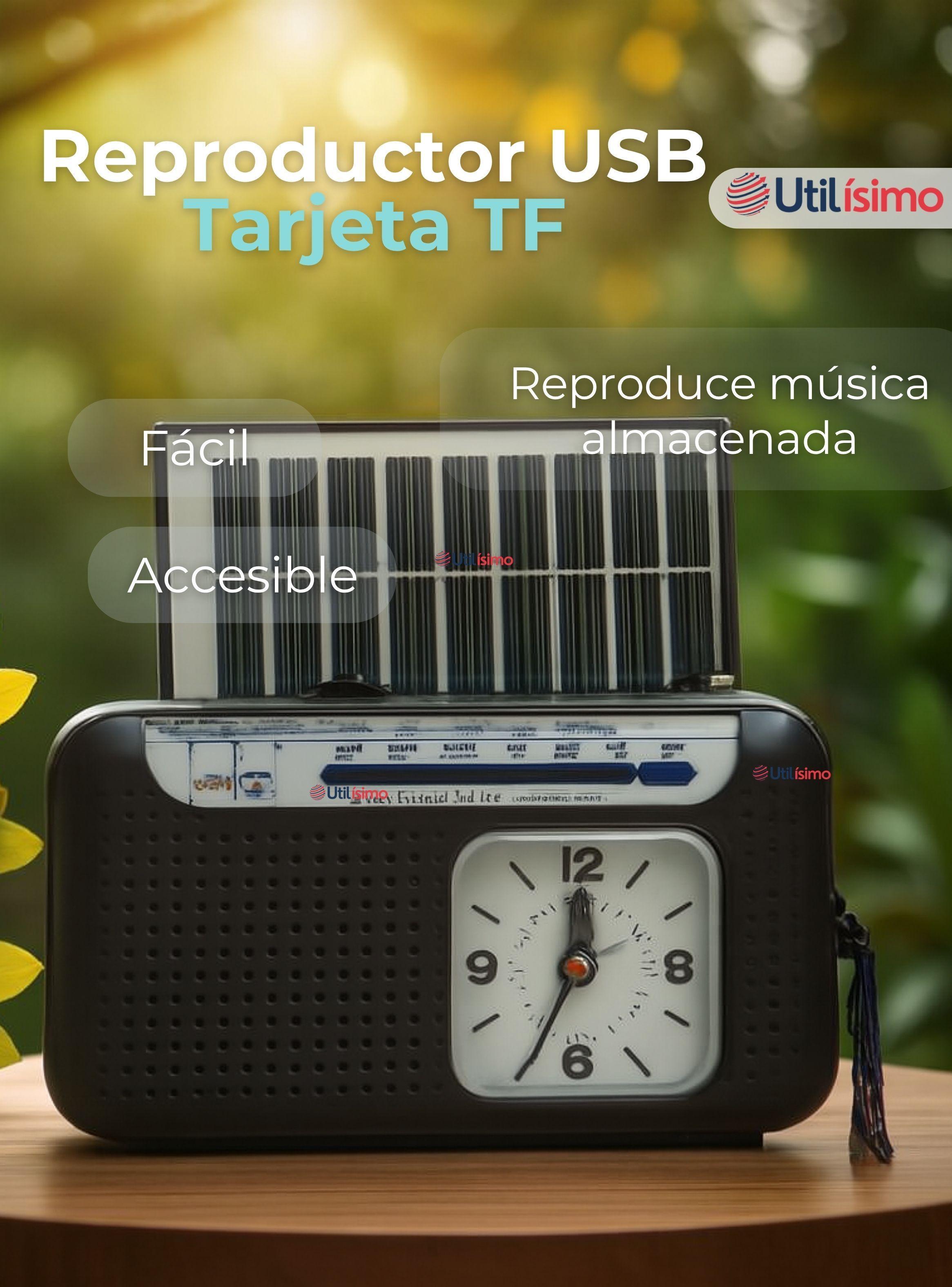 Radio Solar Portátil Recargable de Bluetooth AM/FM negro-6