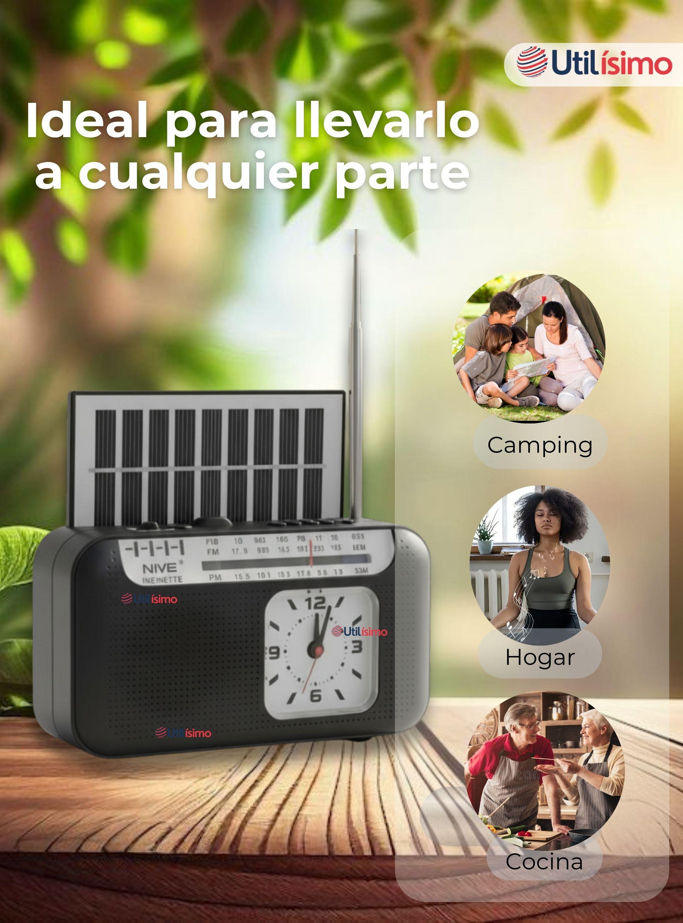 Radio Solar Portátil Recargable de Bluetooth AM/FM negro-7