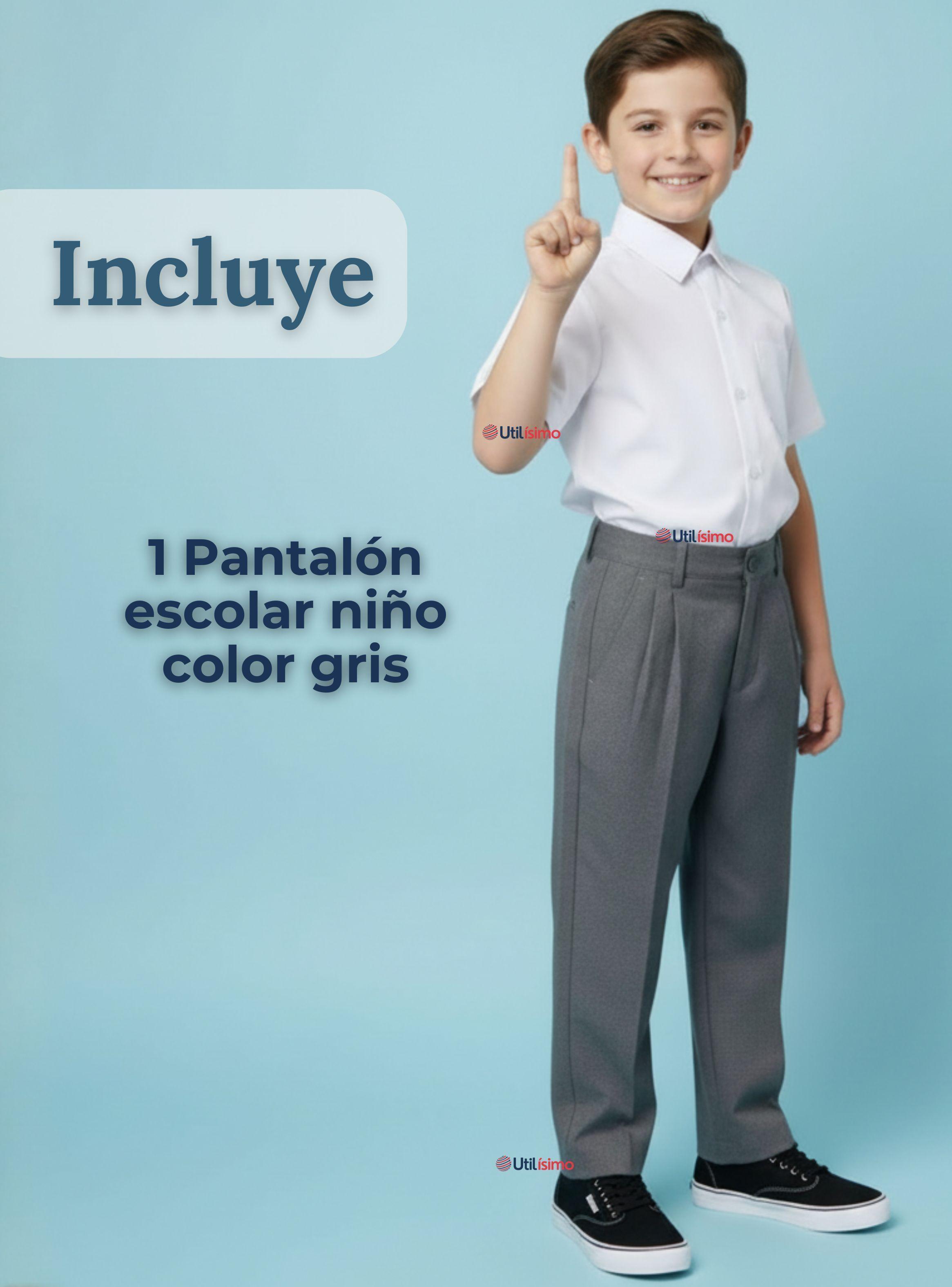 Pantalón Escolar Colegio Clásico Color Gris para Niños -2