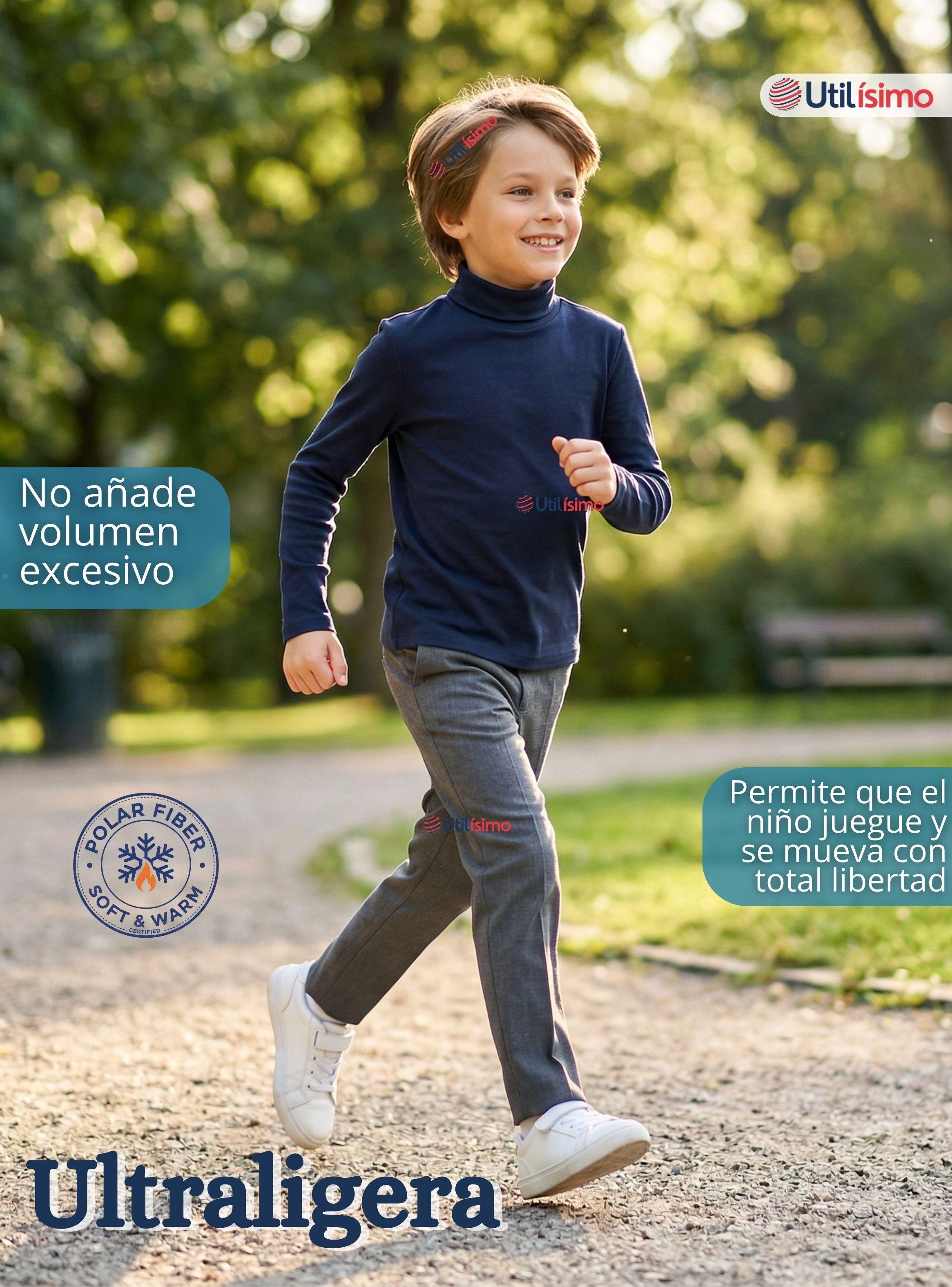 Pack 3 Poleras Camisetas Polar Azul Oscuro Primera Capa Beatle Mangas Largas para Niños-7