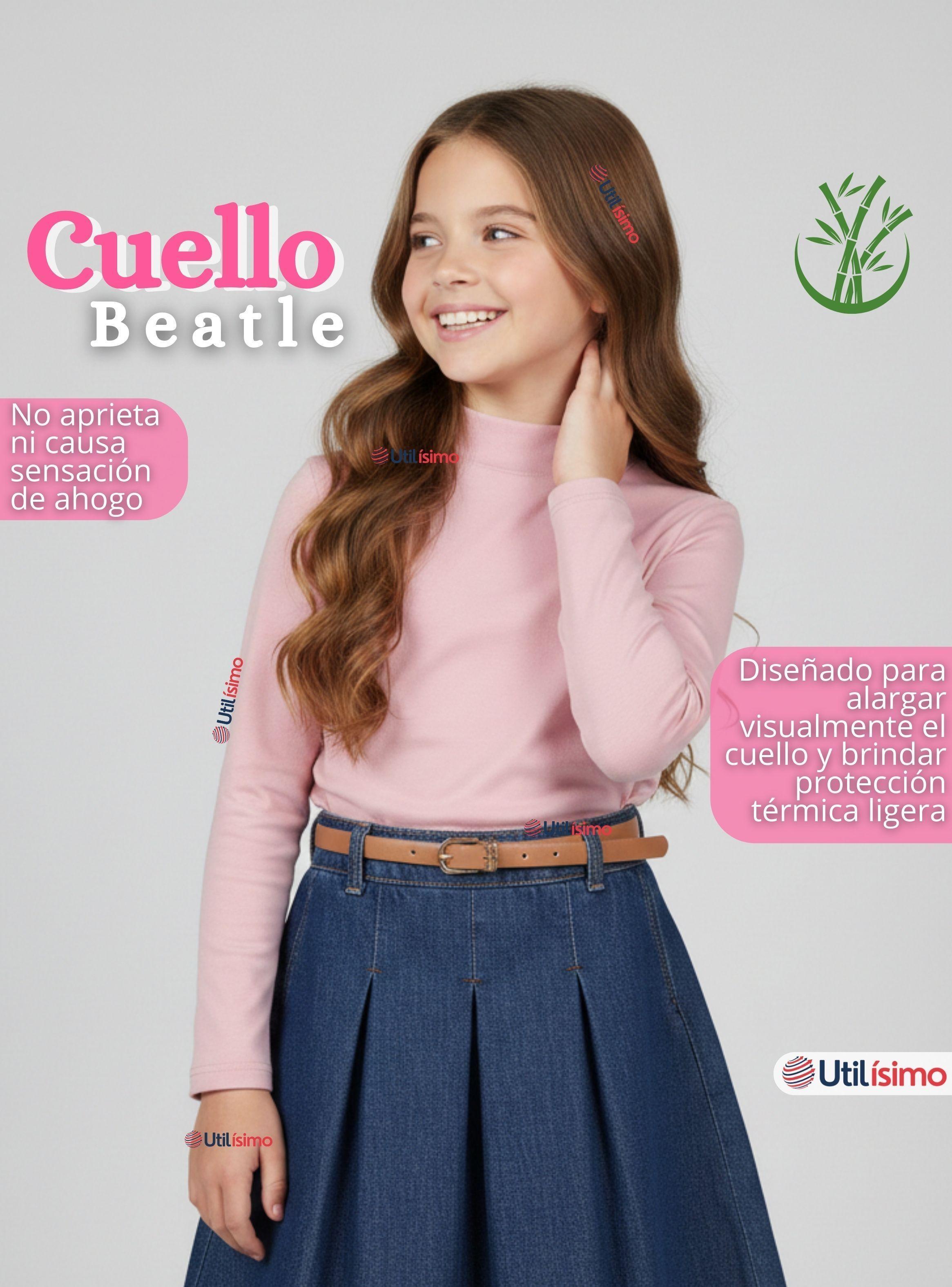 Pack 3 Poleras Camisetas Bambú Rosada Cuello Beatle Primera Capa Niñas-4