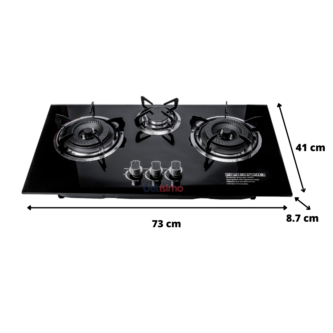 Cocinilla Encimera a Gas Vidrio Templado LINE 3 Platos-3