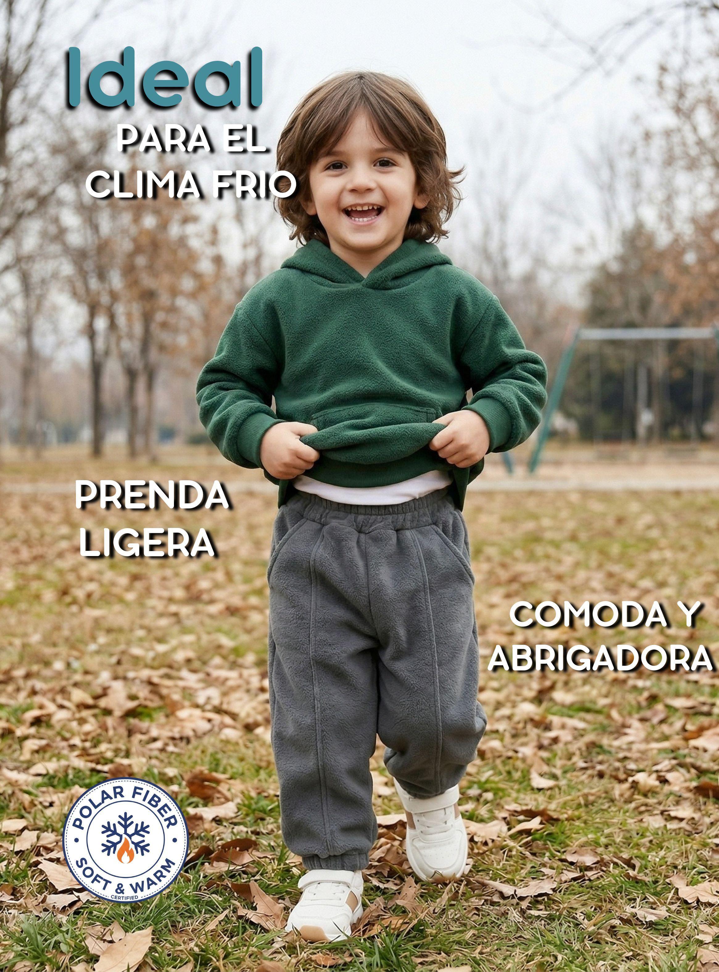 Buzo Pantalón Forrado Polar Gris Invierno Bebé Niño-6