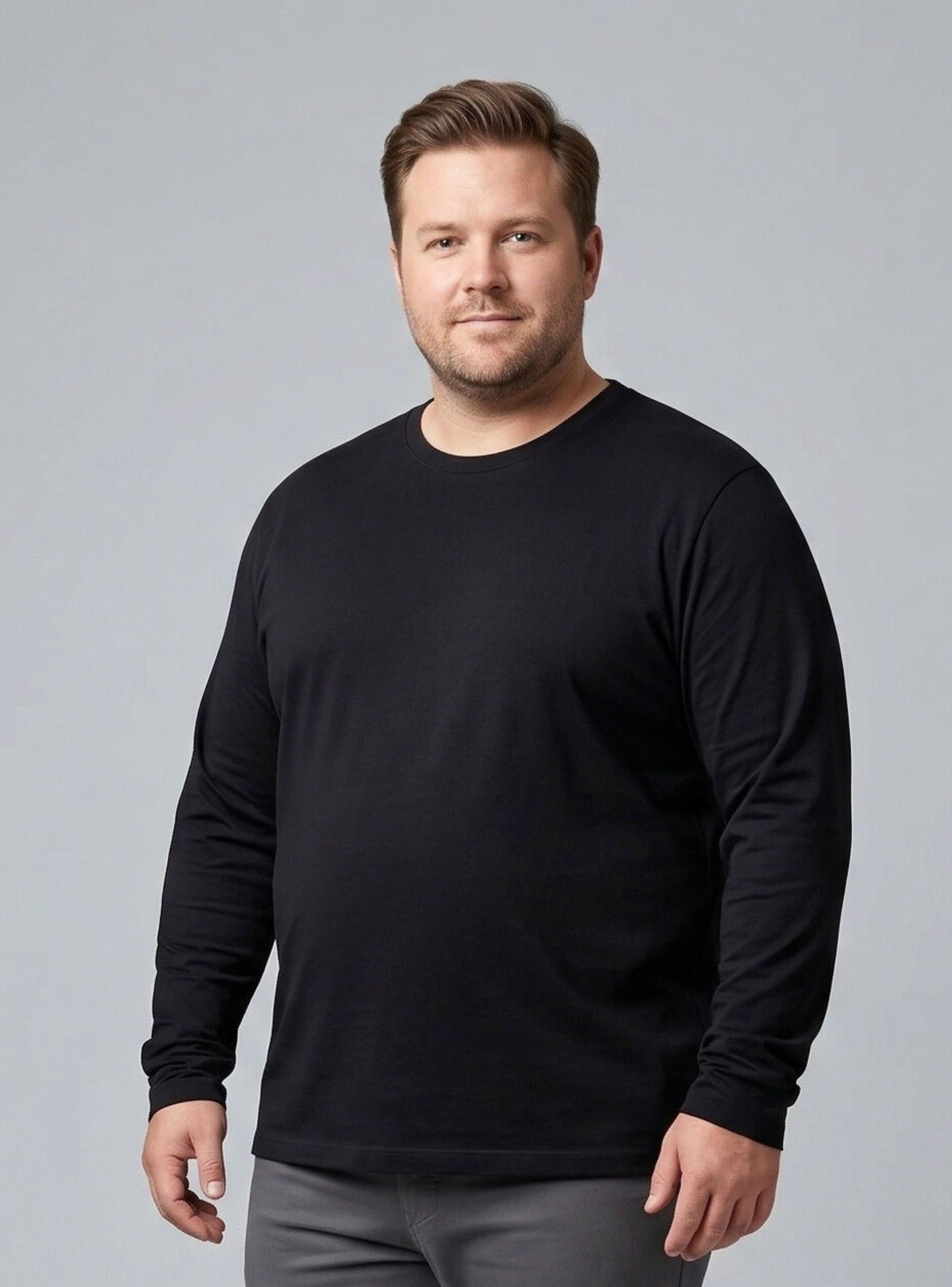 Pack 3 Camisetas Poleras Bambú Primera Capa Cuello Redondo Mangas Larga Colores Surtidos Hombre-0