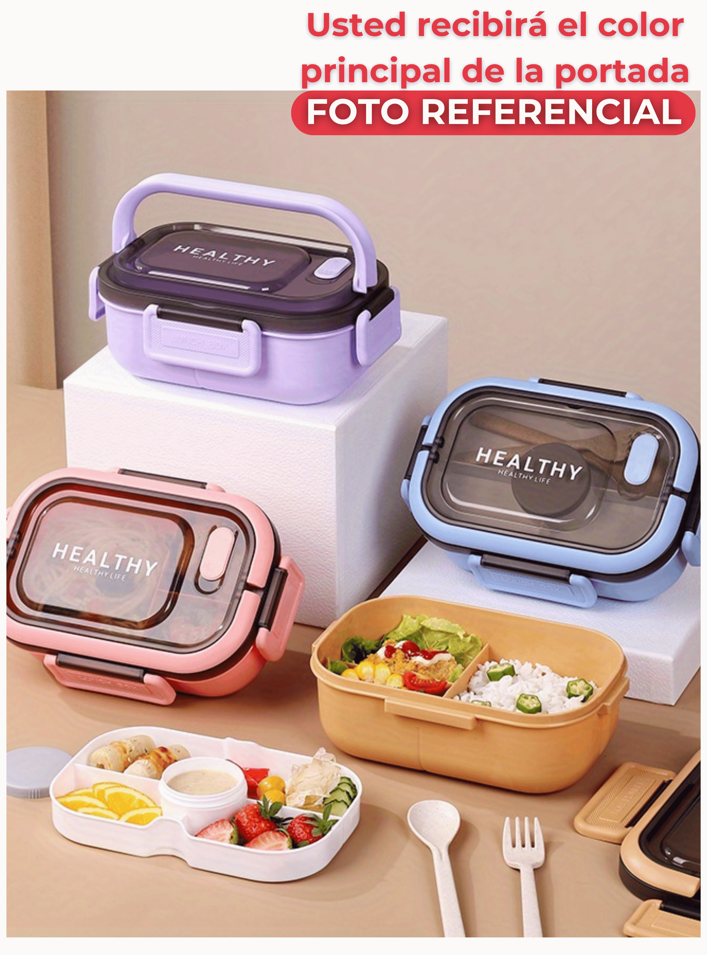 Fiambrera Contenedor 1200 Ml Bento Box Táper Hermético + Salsera Plástico Blue-2