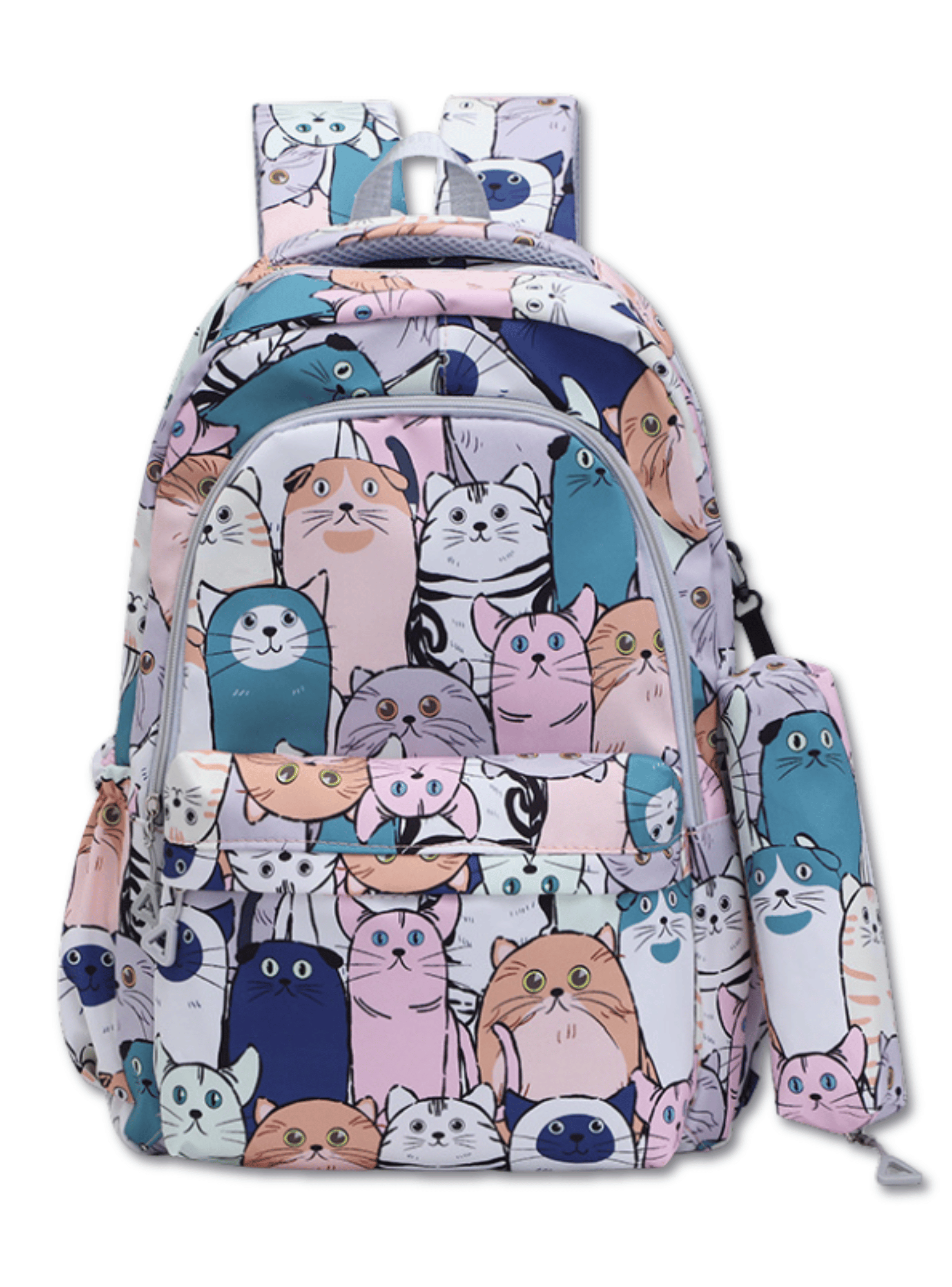 Mochila Escolar 44cm Diseño Estampado Cats and Bears Pink Blue Cats-0