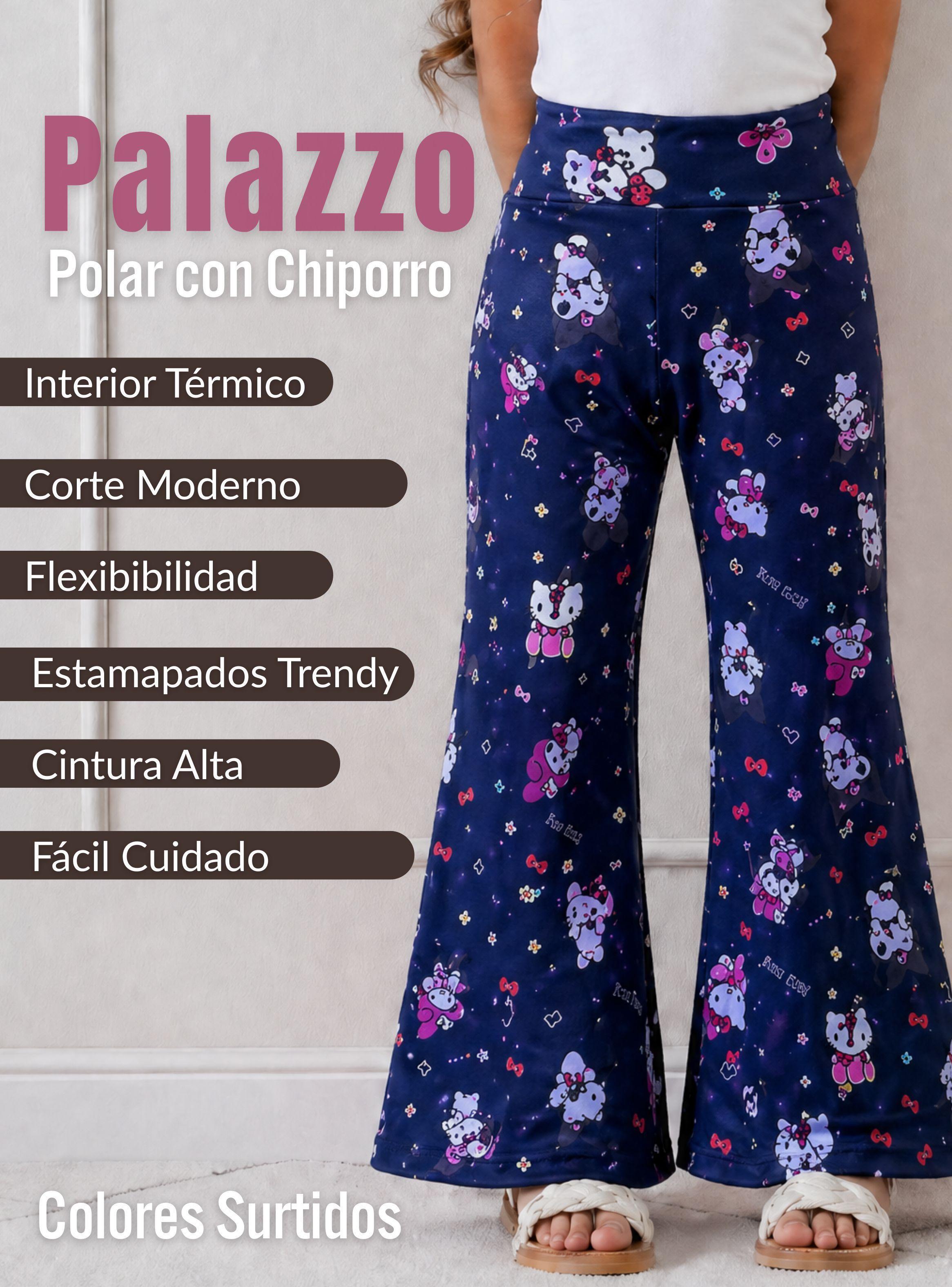 Pantalón Palazzo Polar Con Chiporro Buzo Niña Colores Surtidos Hello Kitty Kuromi My Melody-3