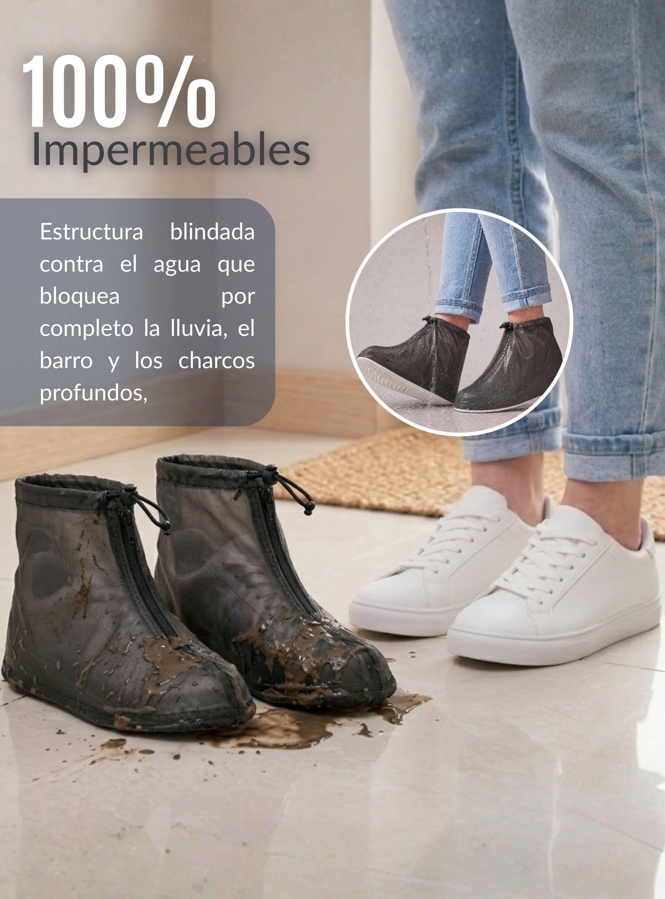Fundas Cubre Calzado Impermeables Aislante Lluvia Negro Hombre 1 Par-5