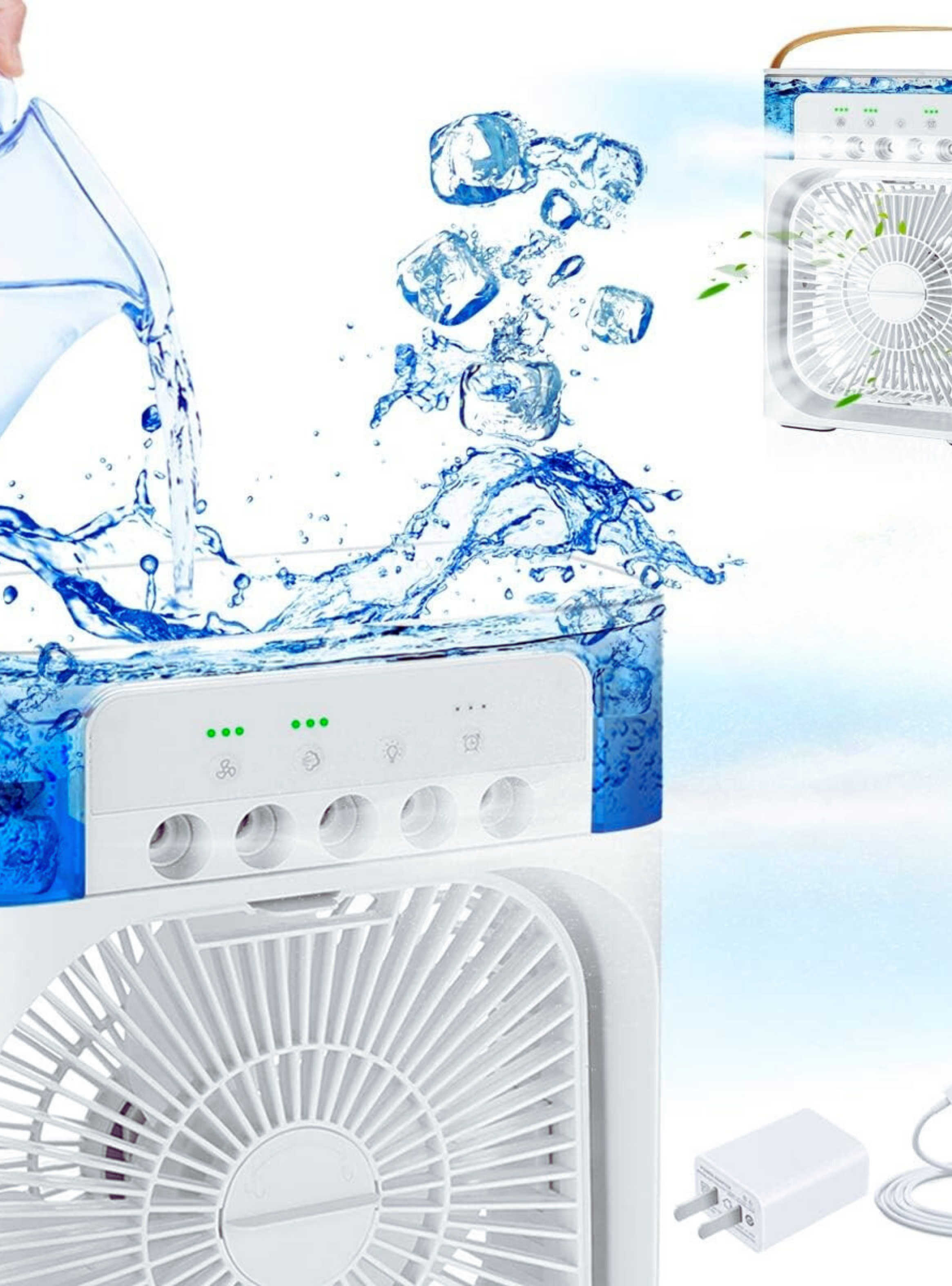 CLIMATIZADOR PORTÁTIL FRÍO 4 EN 1 VENTILADOR HUMIFICADOR ENFRIADOR LAMPARA LED 220V USB-5