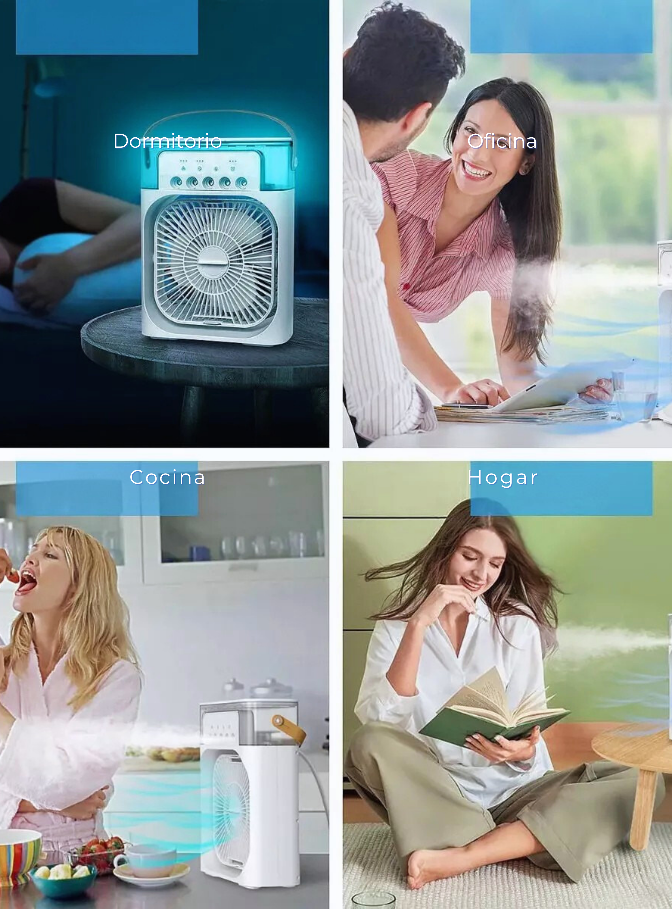 CLIMATIZADOR PORTÁTIL FRÍO 4 EN 1 VENTILADOR HUMIFICADOR ENFRIADOR LAMPARA LED 220V USB-6