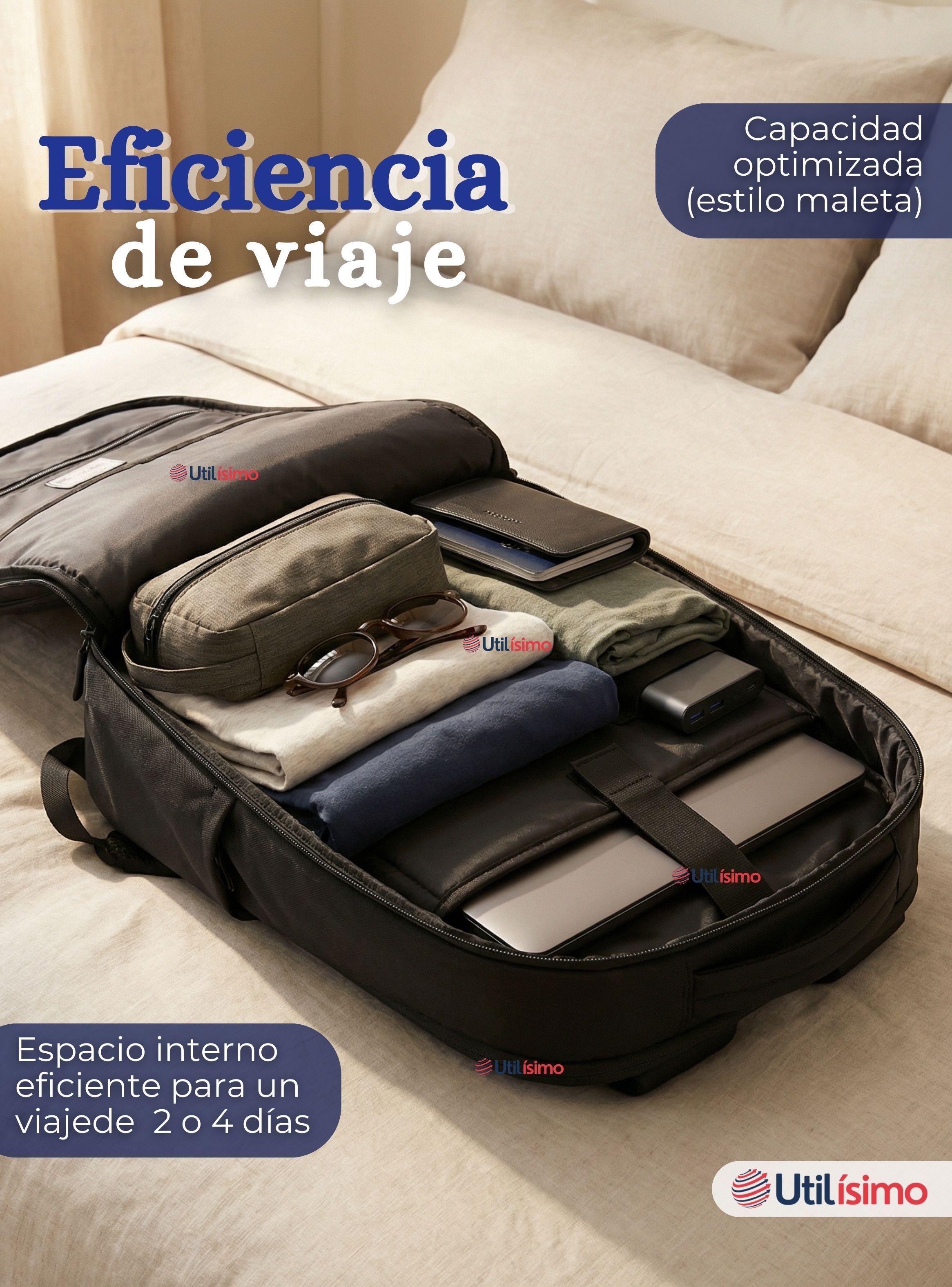 Mochila Viaje Cabina Impermeable Resistente Notebook 48cm Negro 25L-5