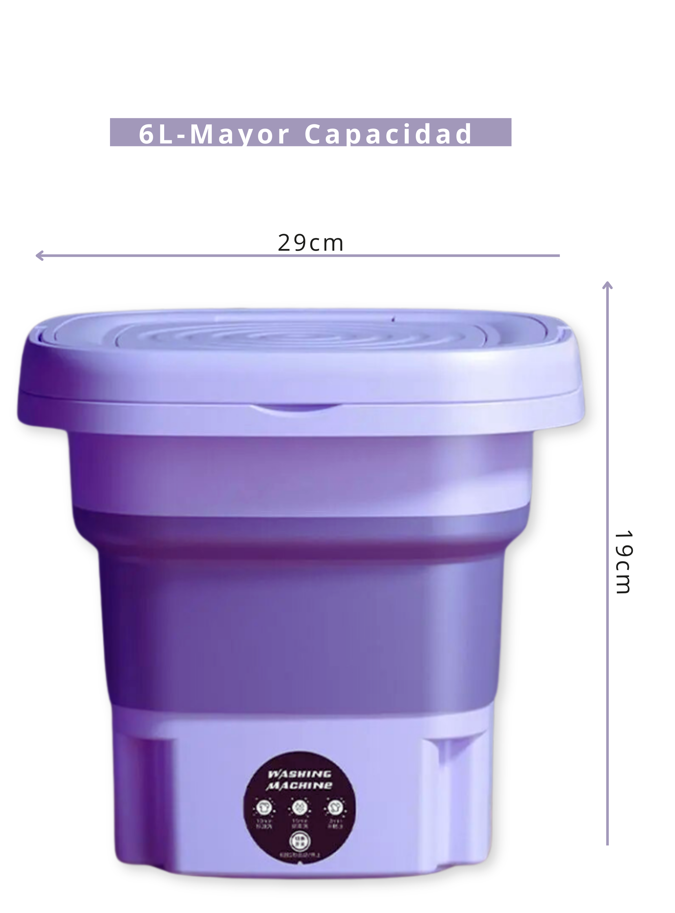 Mini Lavadora Portátil Plegable 6L De Cubo Pequeño Morado-2