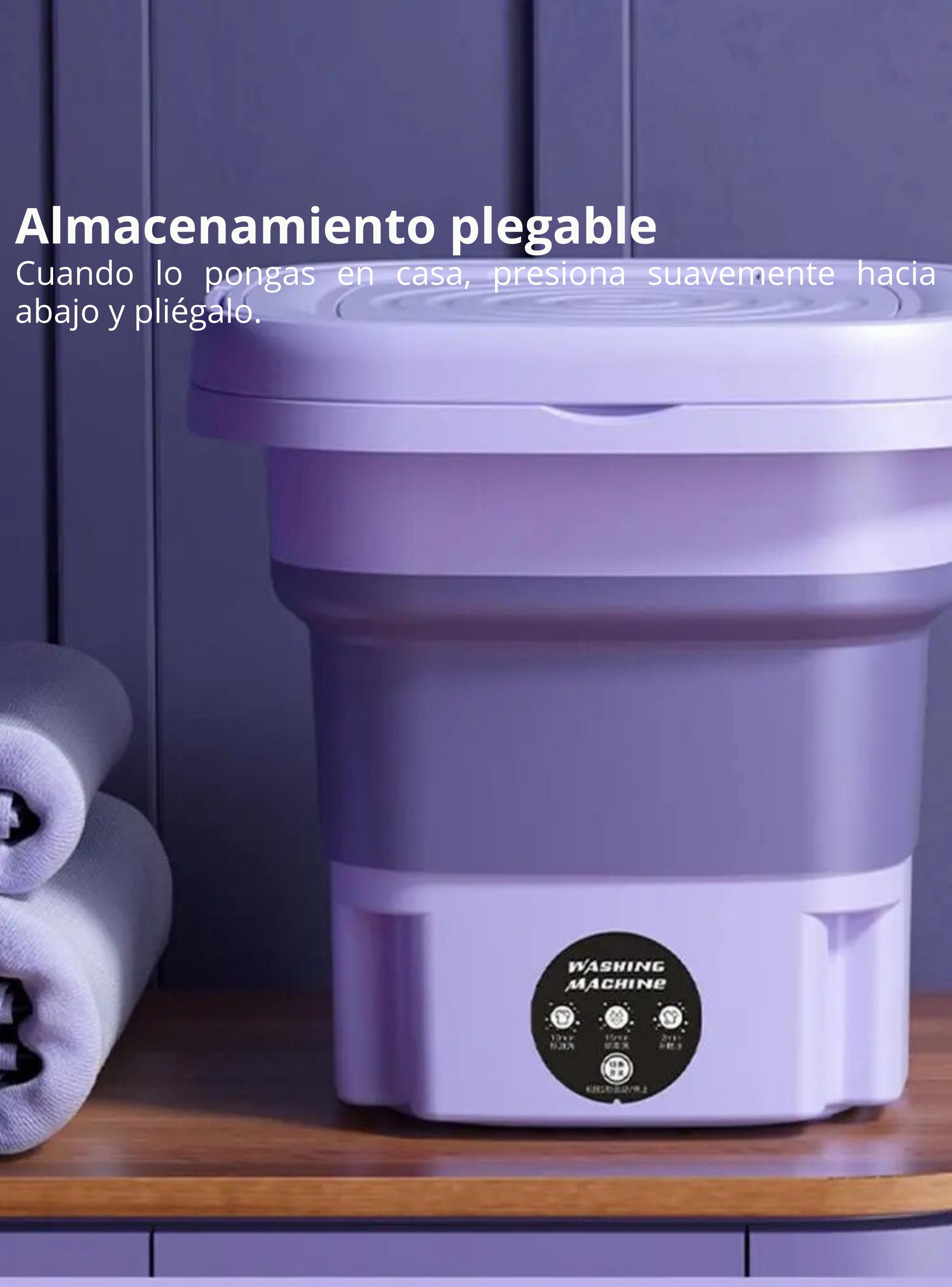 Mini Lavadora Portátil Plegable 6L De Cubo Pequeño Morado-4