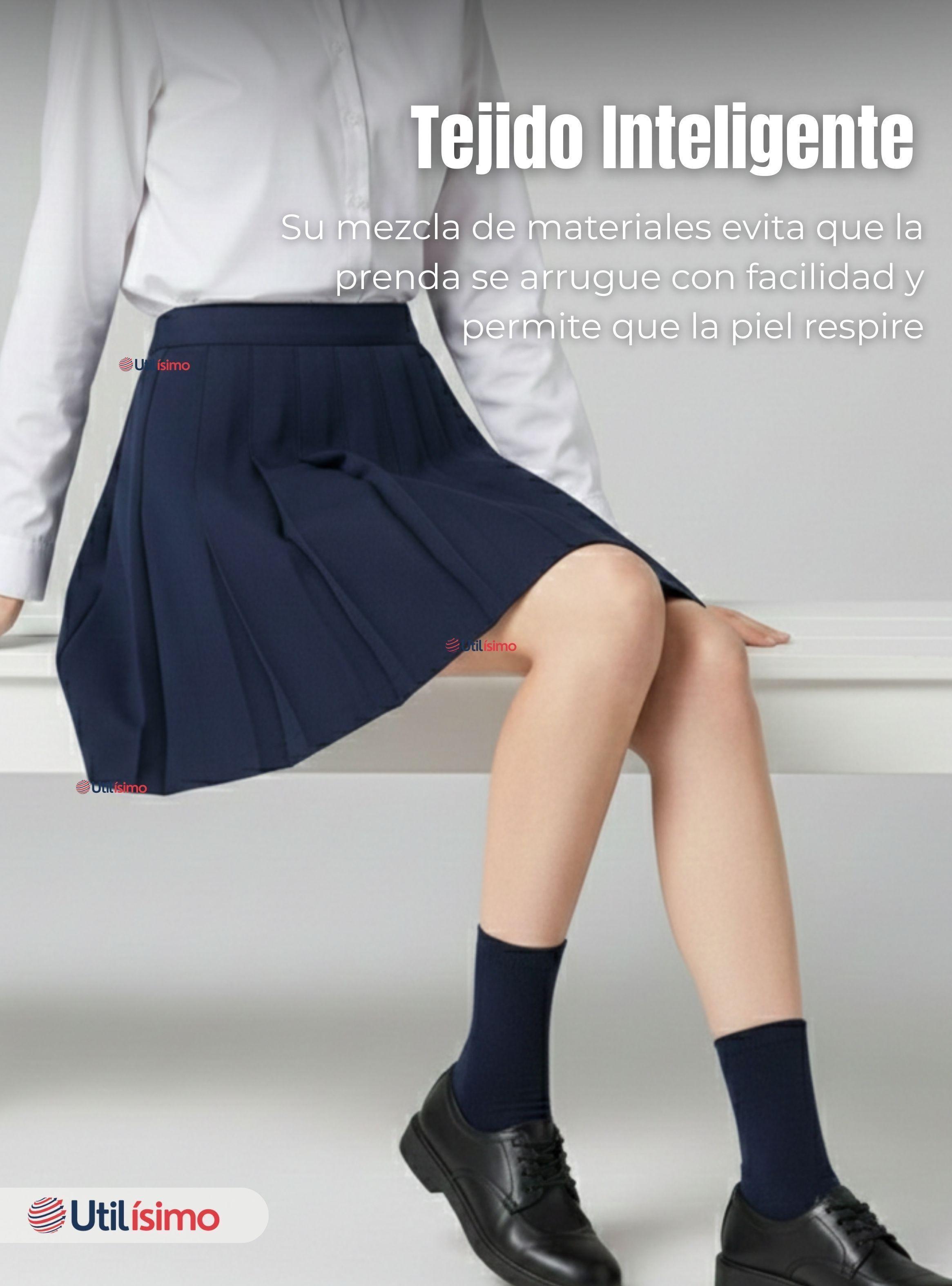 Falda Escolar Plisada Niña Juvenil Color Azul-2