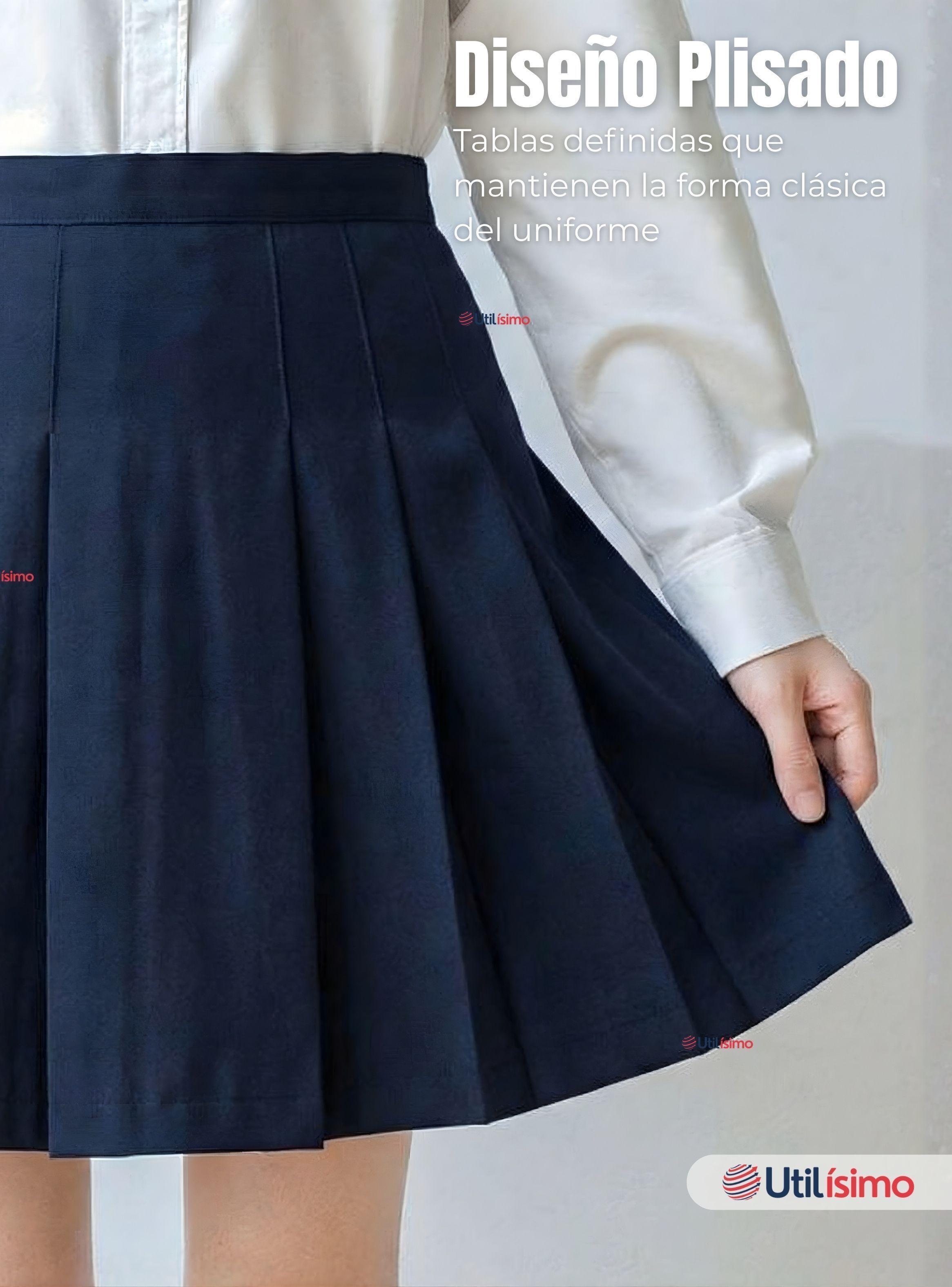 Falda Escolar Plisada Niña Juvenil Color Azul-5