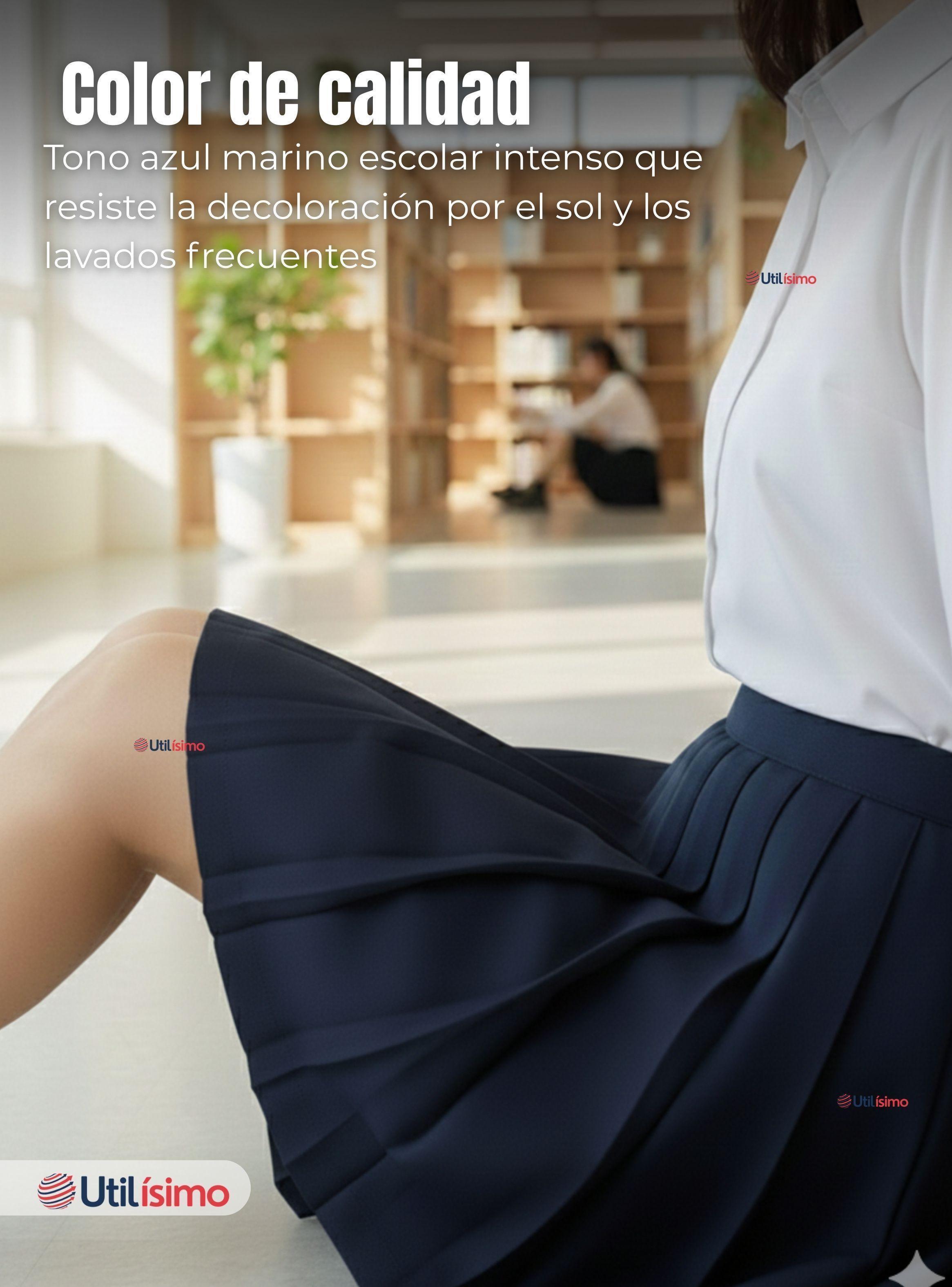 Falda Escolar Plisada Niña Juvenil Color Azul-7