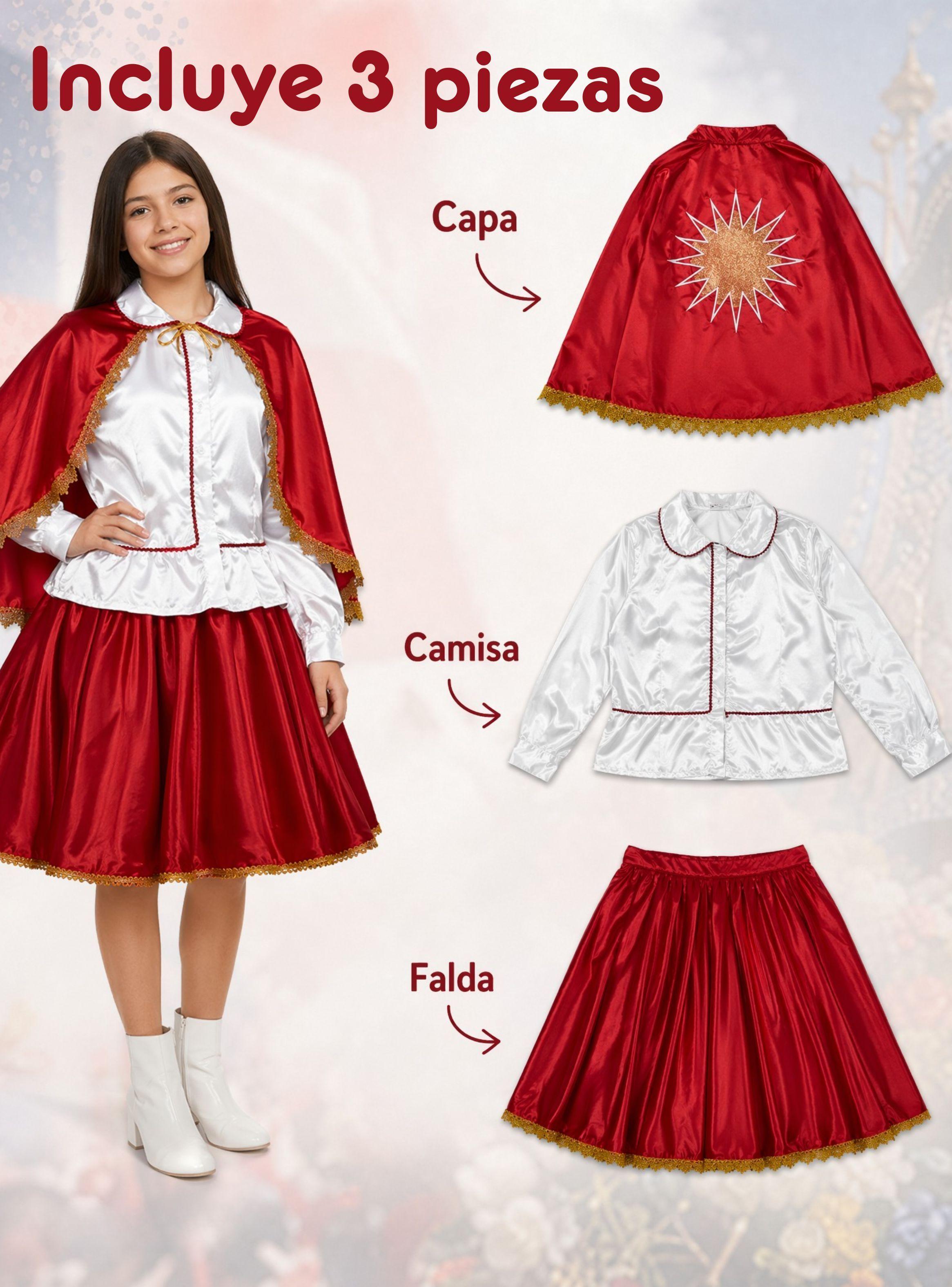 Traje Tirana Diablada Rojo 3 Piezas Juvenil Baile Típico Fiestas Patrias-2