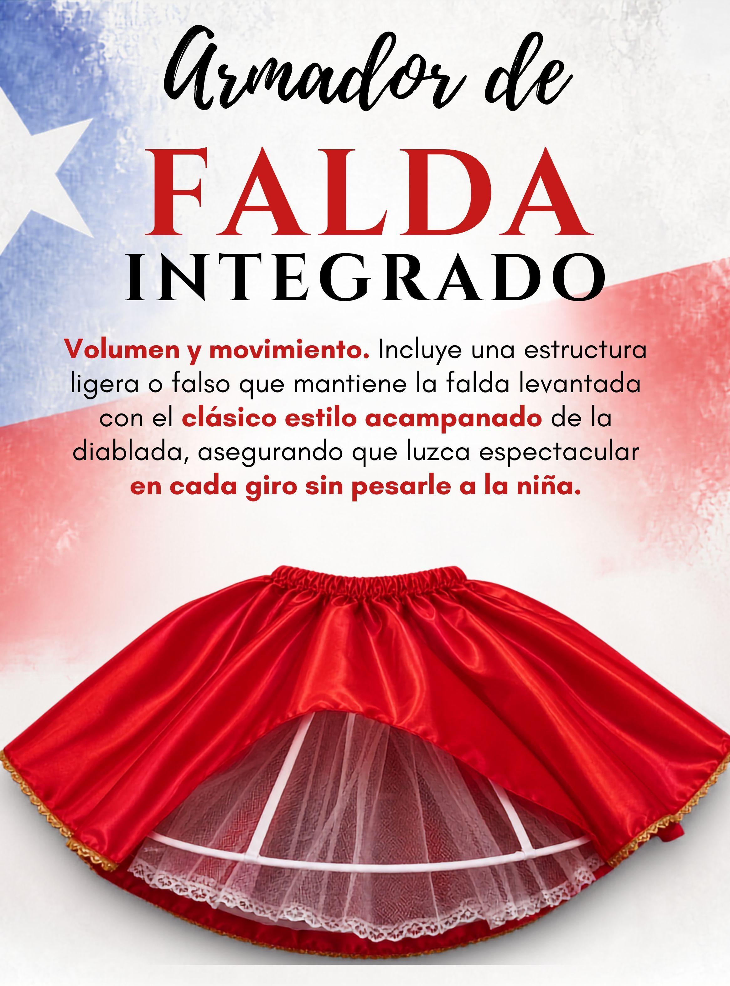 Traje Tirana Diablada Rojo 3 Piezas Juvenil Baile Típico Fiestas Patrias-7