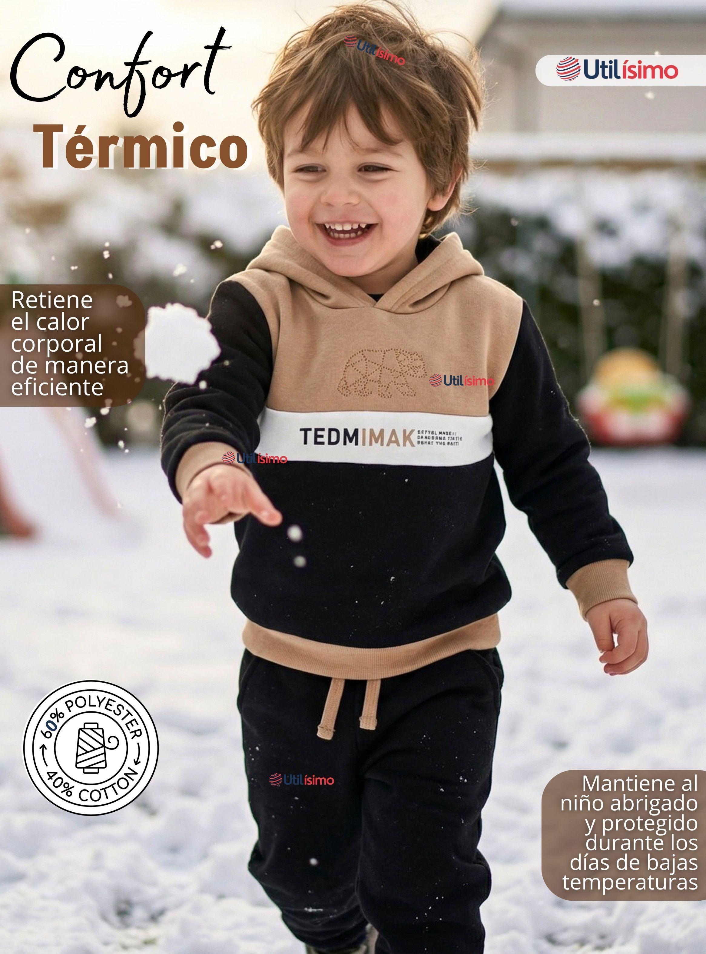 Conjunto 2 Piezas Buzo Pantalón Y Polerón Con Capucha Negro Niño-6