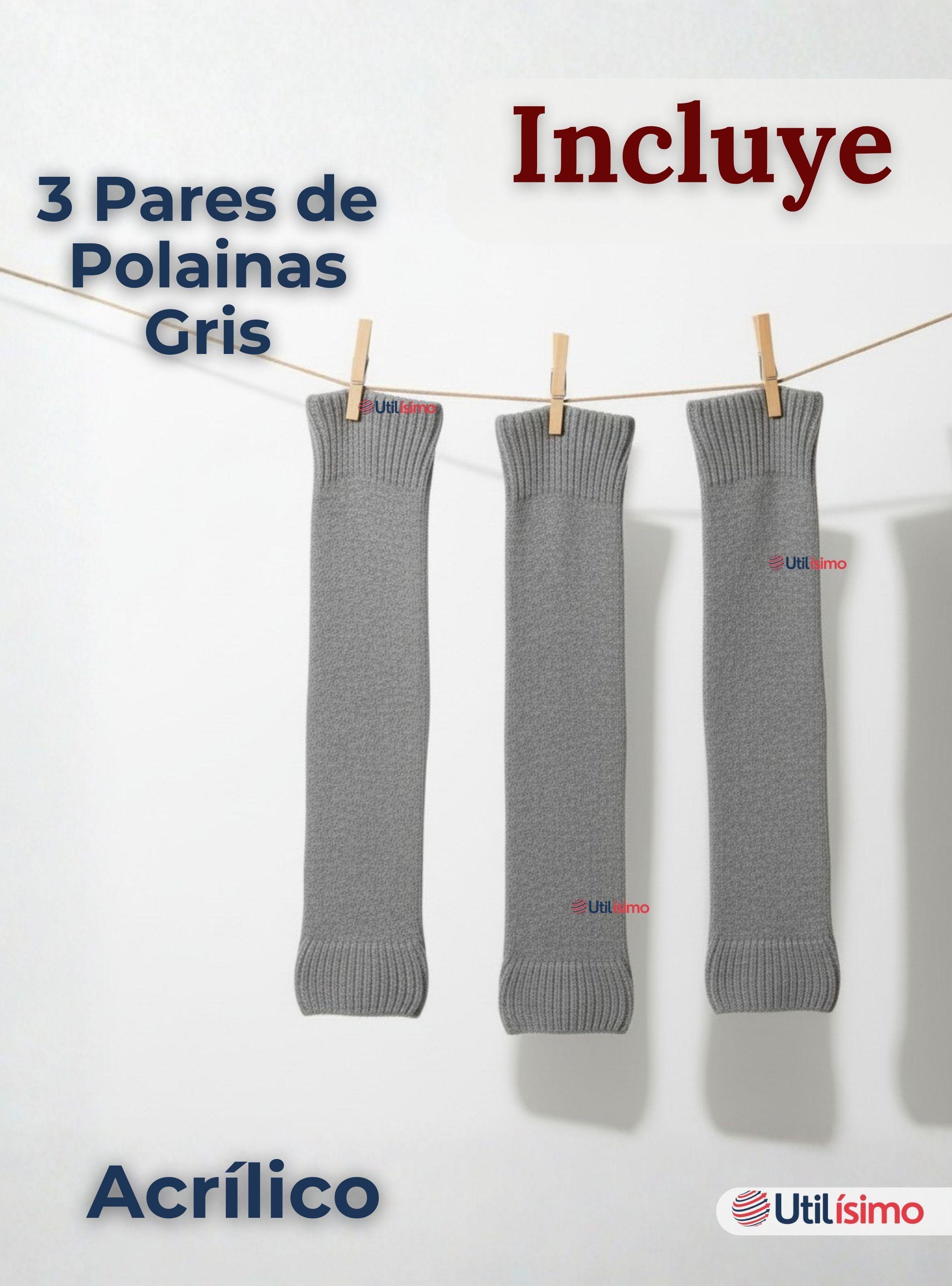 Pack 3 Polainas Escolares Invierno Abrigadoras para Niña Gris Acrílico-2