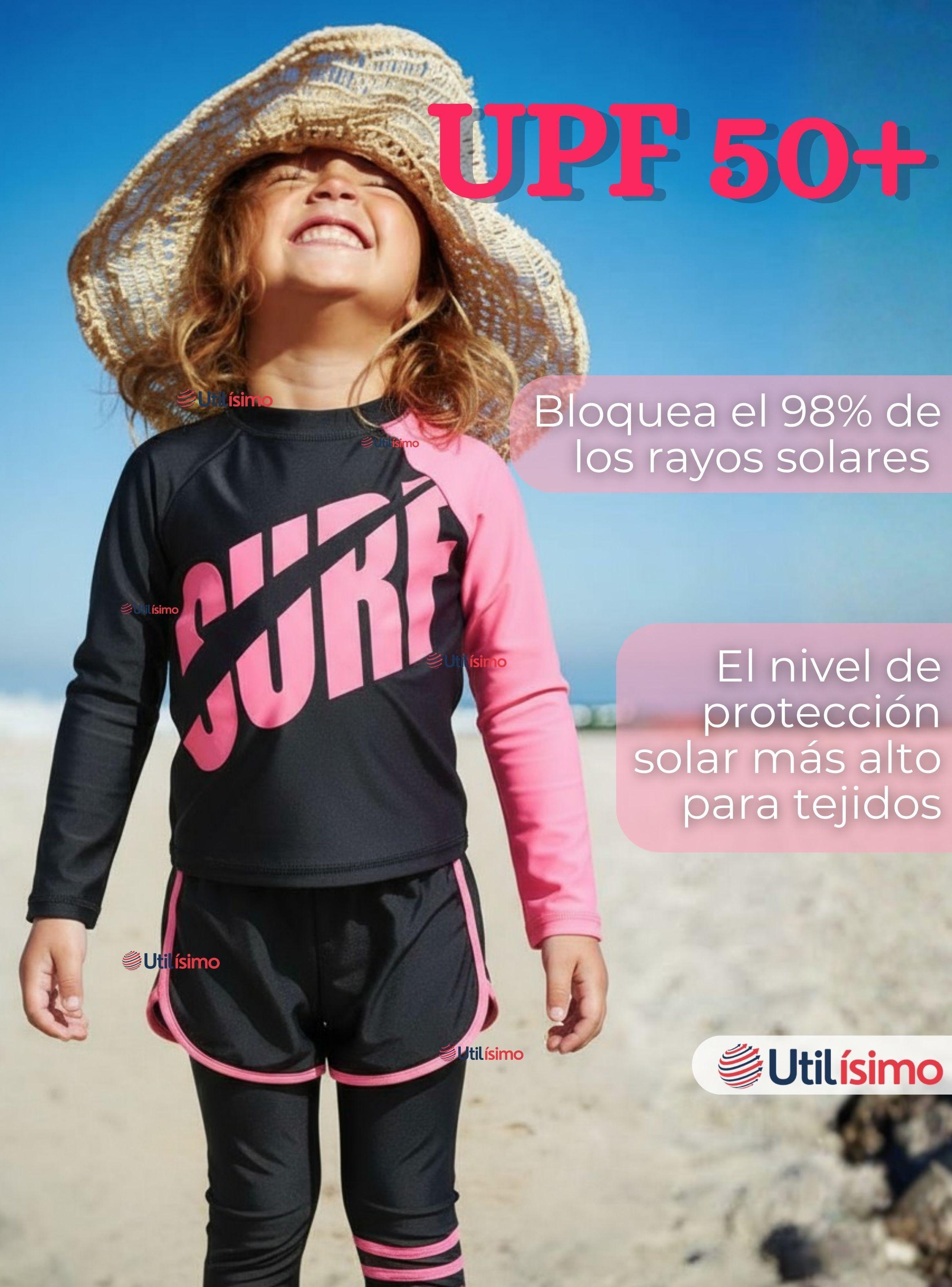 Traje de Baño Manga Larga Pantalón Largo Pantalón Corto 3 Piezas Corte Split Niña 3 a 11 años Black -4