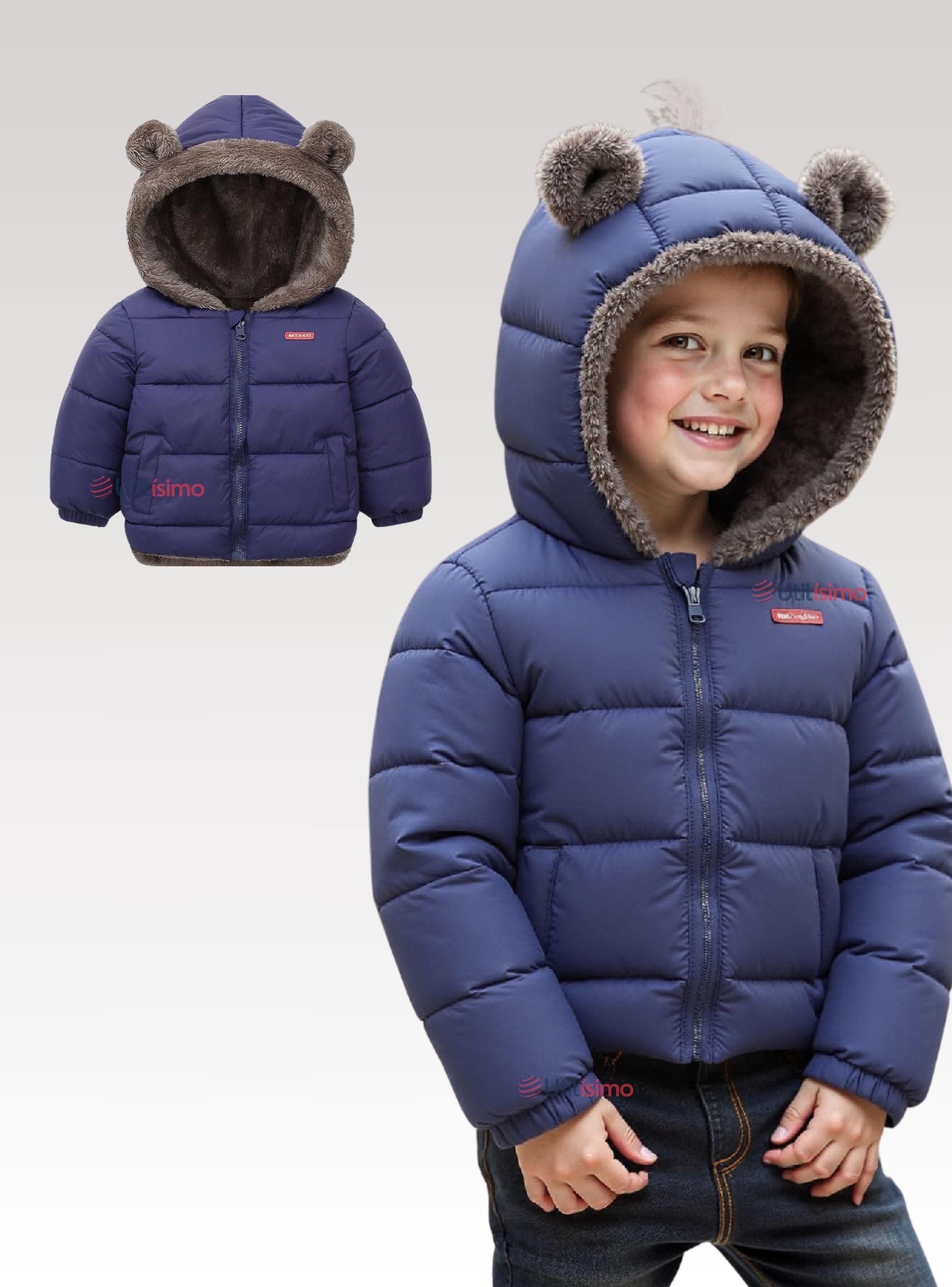 Parka Con Capucha Manga Larga Unicolor Niño Y Niña Jump Kids Blue-0