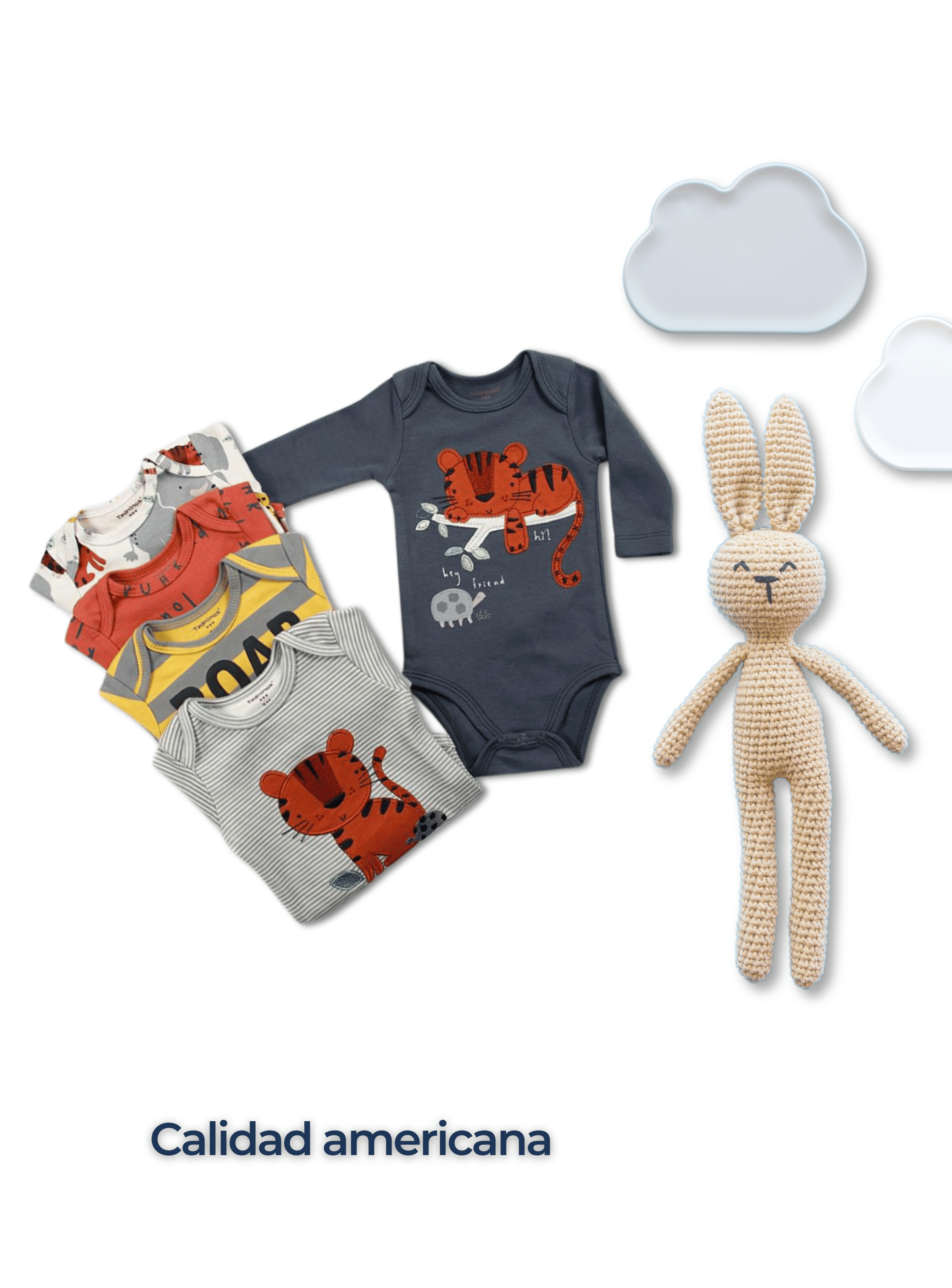 Pack 5 Bodys Bebé Niño Manga Larga Tedmimak 100% Algodón Safari Buddie-5