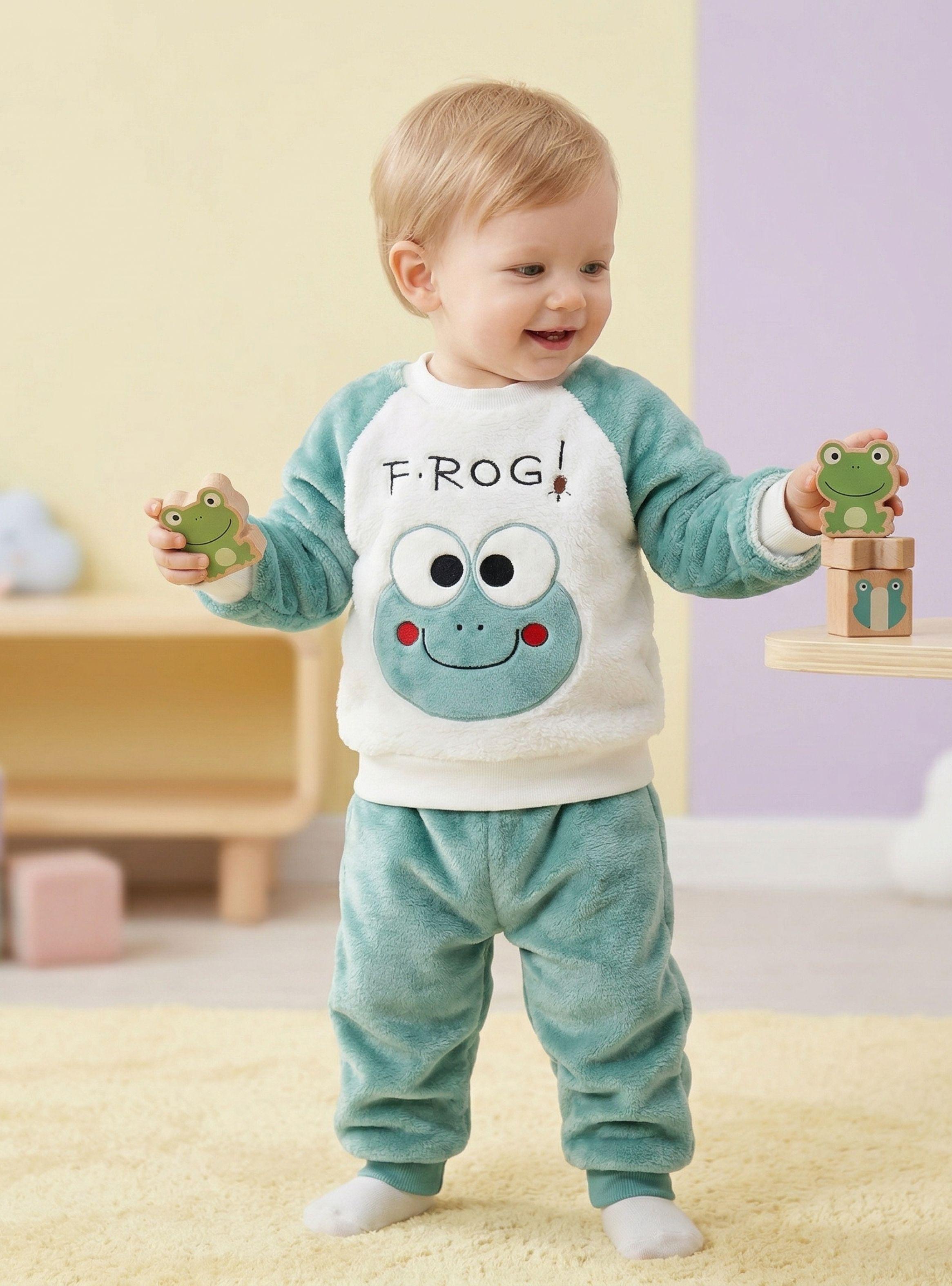 Conjunto 2 Piezas Polerón Buzo Frizado Corderito Liso Bebe Niño-1