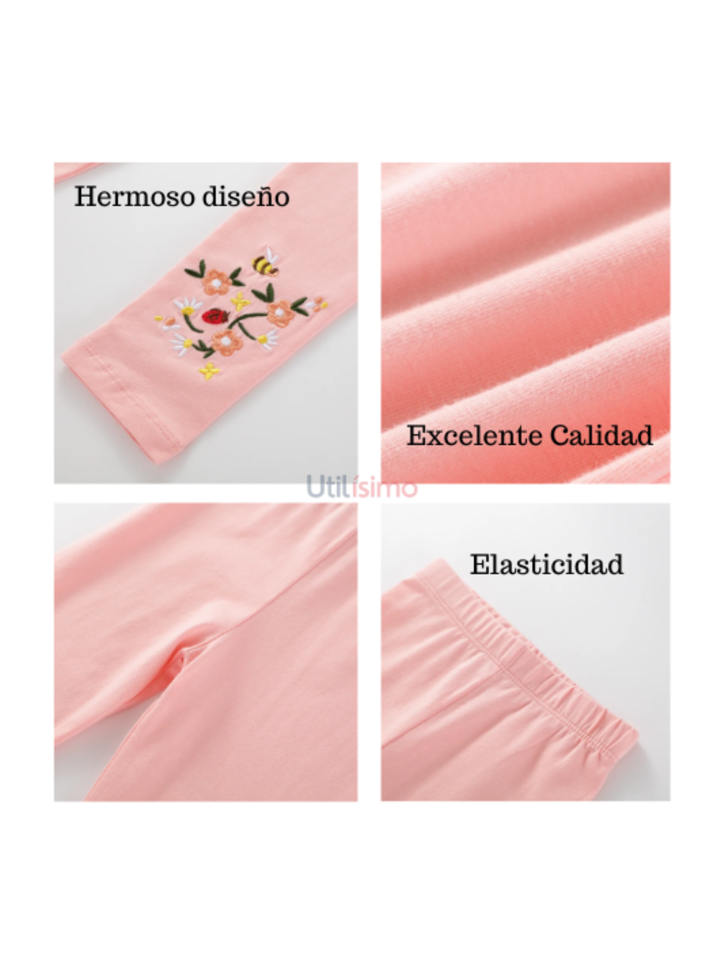 Calzas Niña Abejas Con Flores Rosa Jump Kids 100% Algodón-5