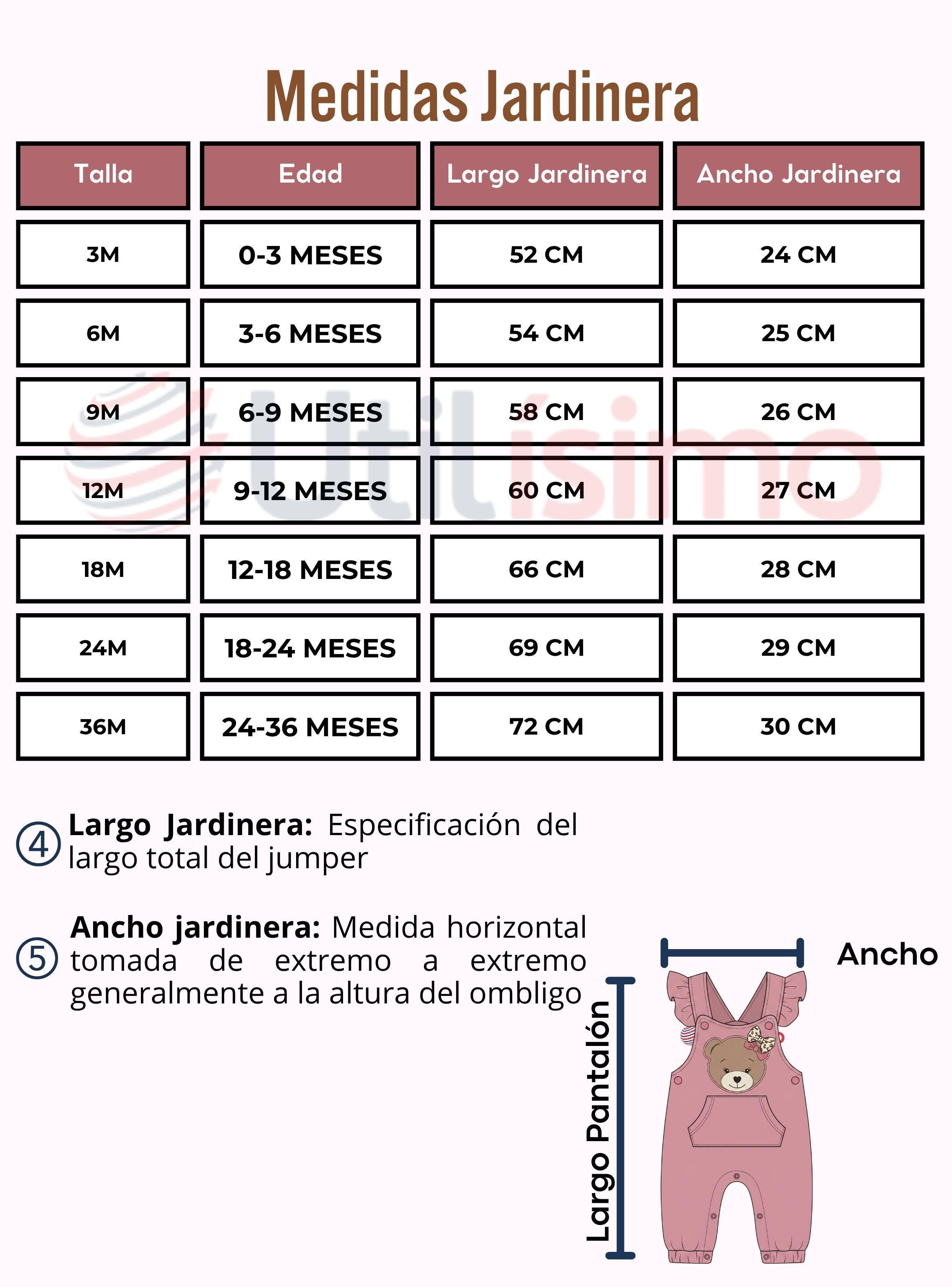 Conjunto 2 Piezas Jardinera Polera Manga Larga 100% Algodón Jumper Tedmimak  Bebé Niña-4