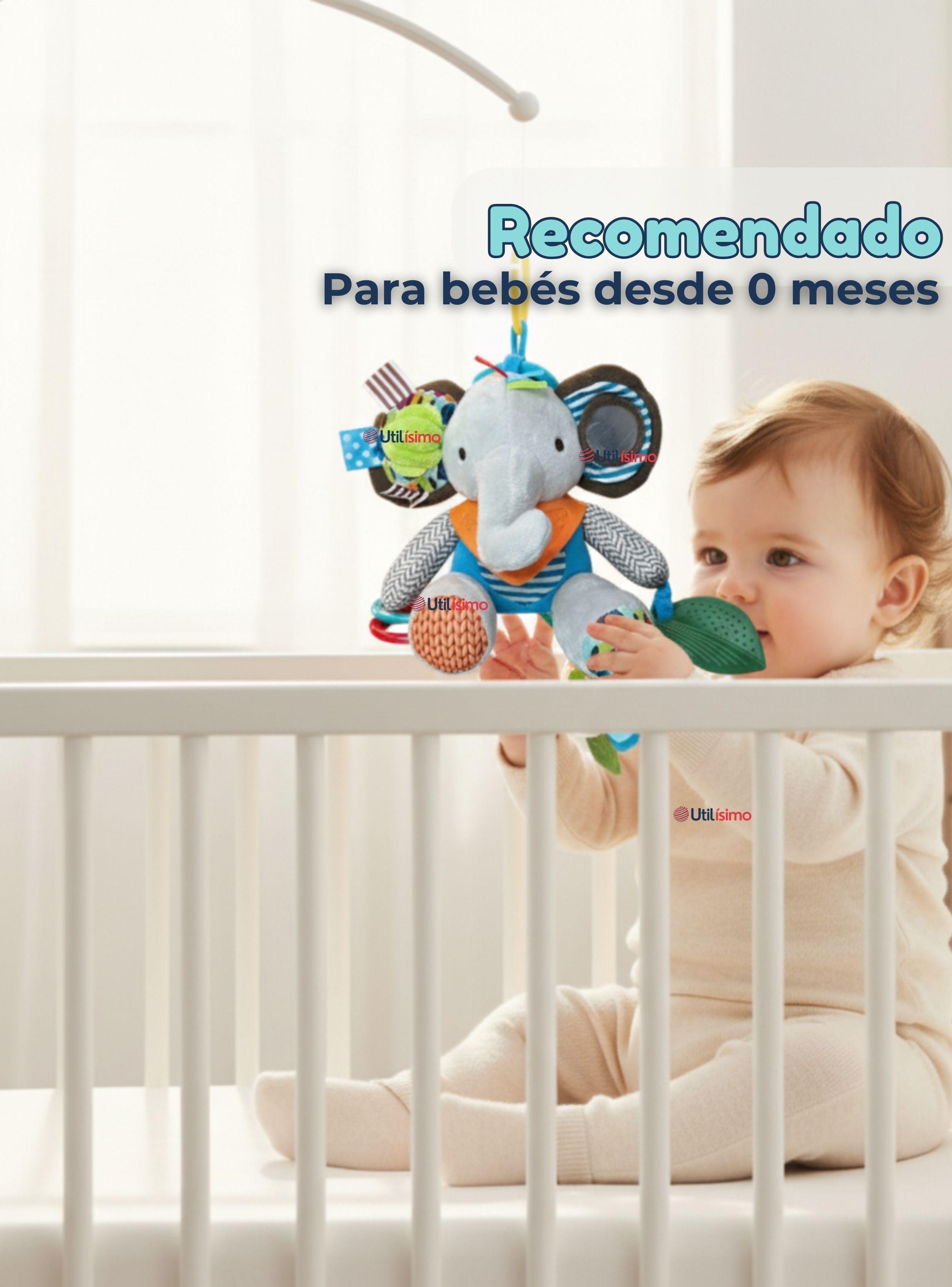 Juguete Peluche Animales Sensorial Mordedor Y Sonajero Diseño Elefante Niña y Niño-4