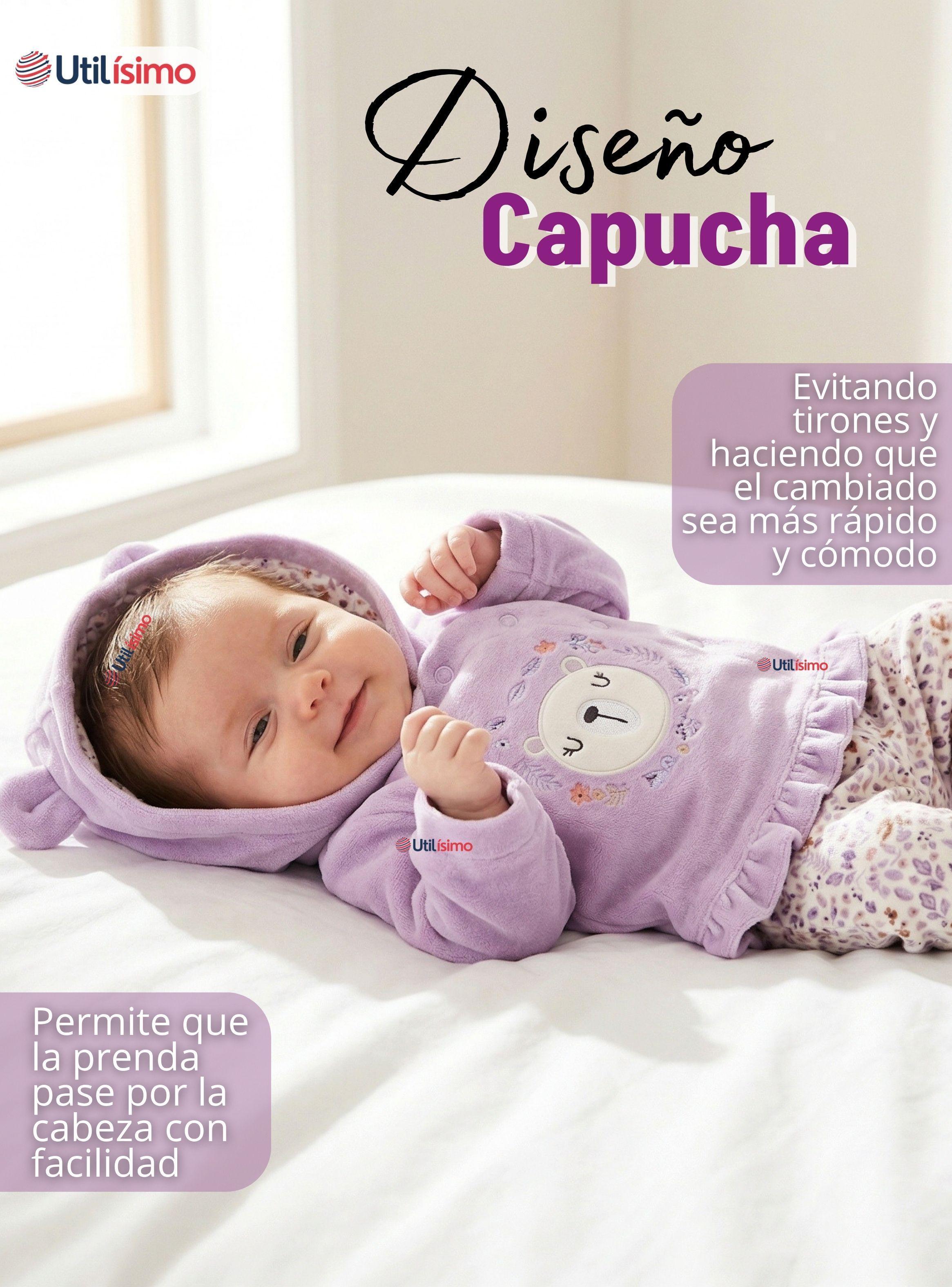 Conjunto 2 Piezas Buzo Pantalón Polerón Con Capucha Tela Plush Lila Bebé Niña-6