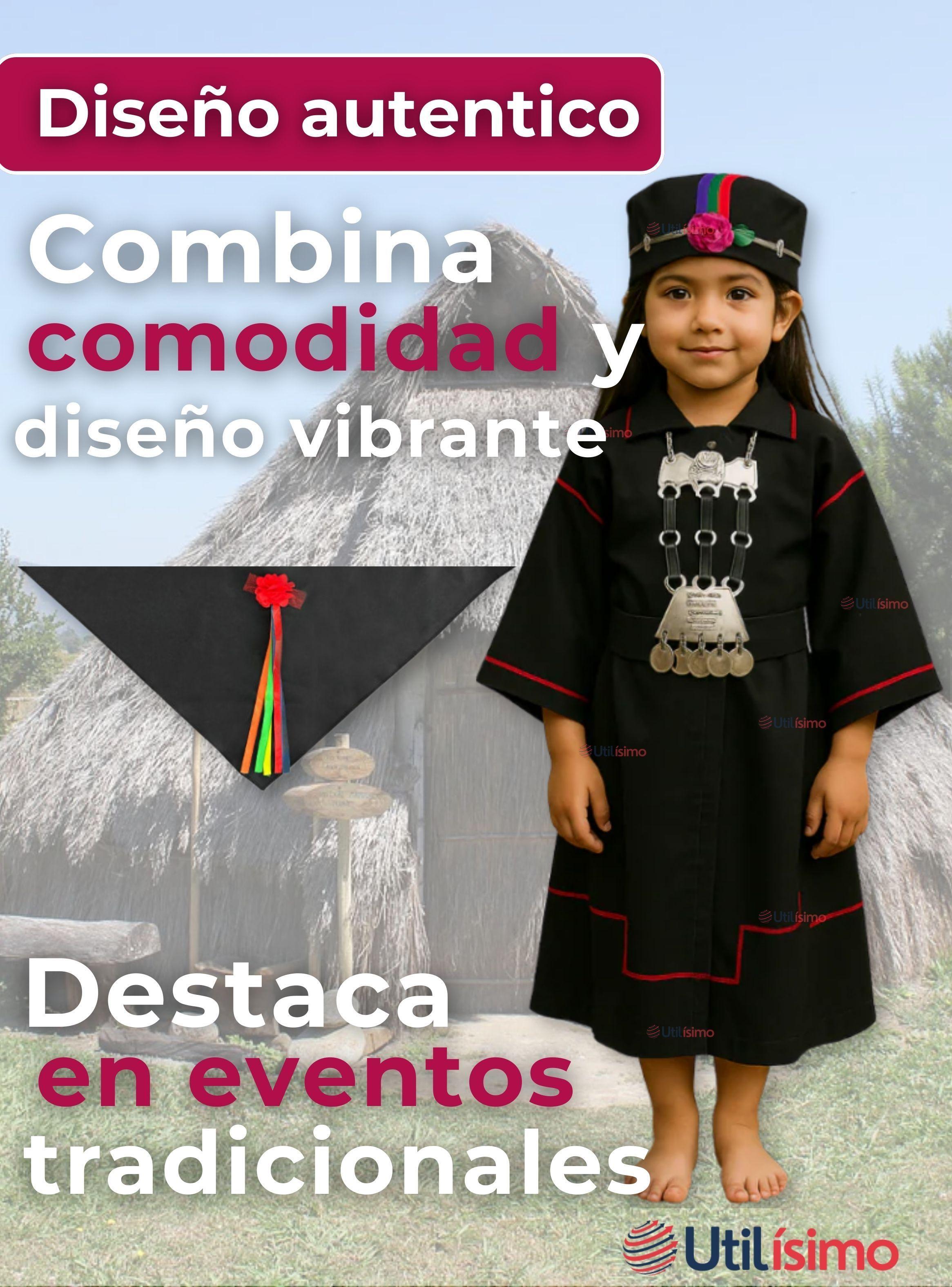 Traje Vestido Mapuche Niña Incluye Trapelacucha Fiestas Patrias -7
