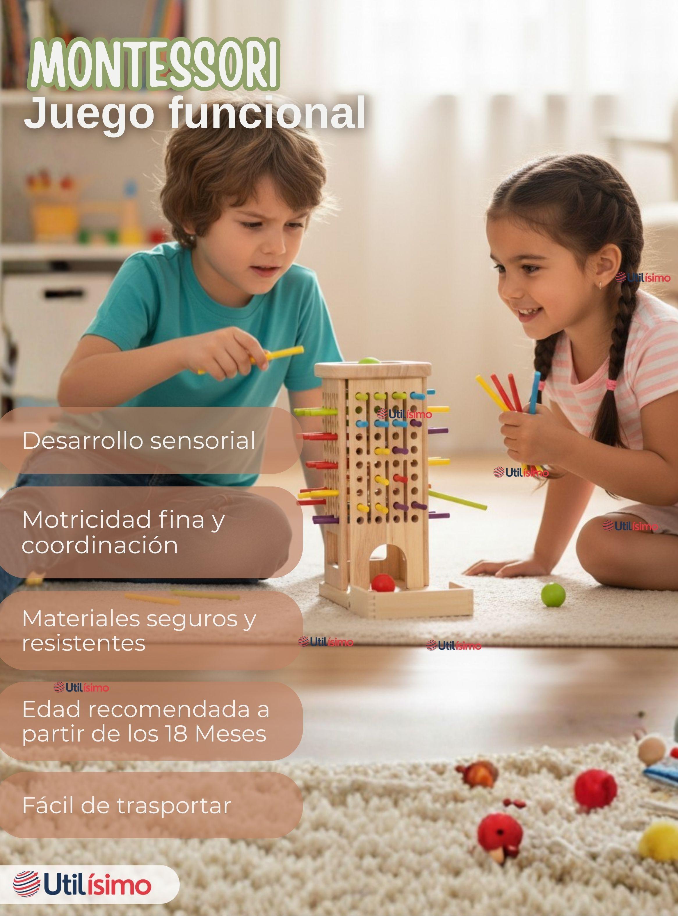 Juego de Mesa Funcional 49 Piezas Montessori Juguete Niño Niña de Madera Original-2