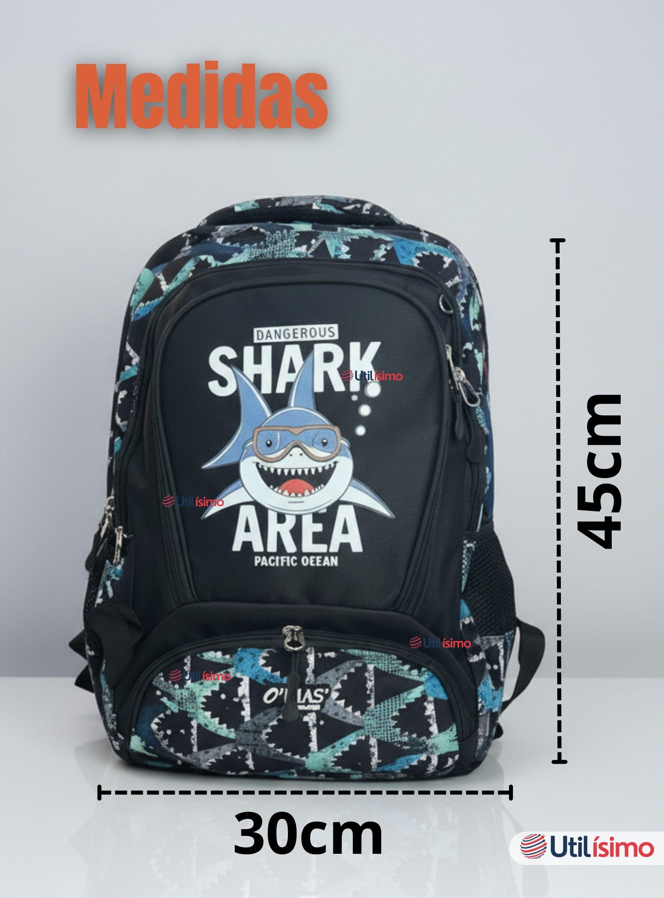 Mochila Escolar Kit + Estuche + Lonchera 45 cm Tela Oxford Baby Shark para Niños-3
