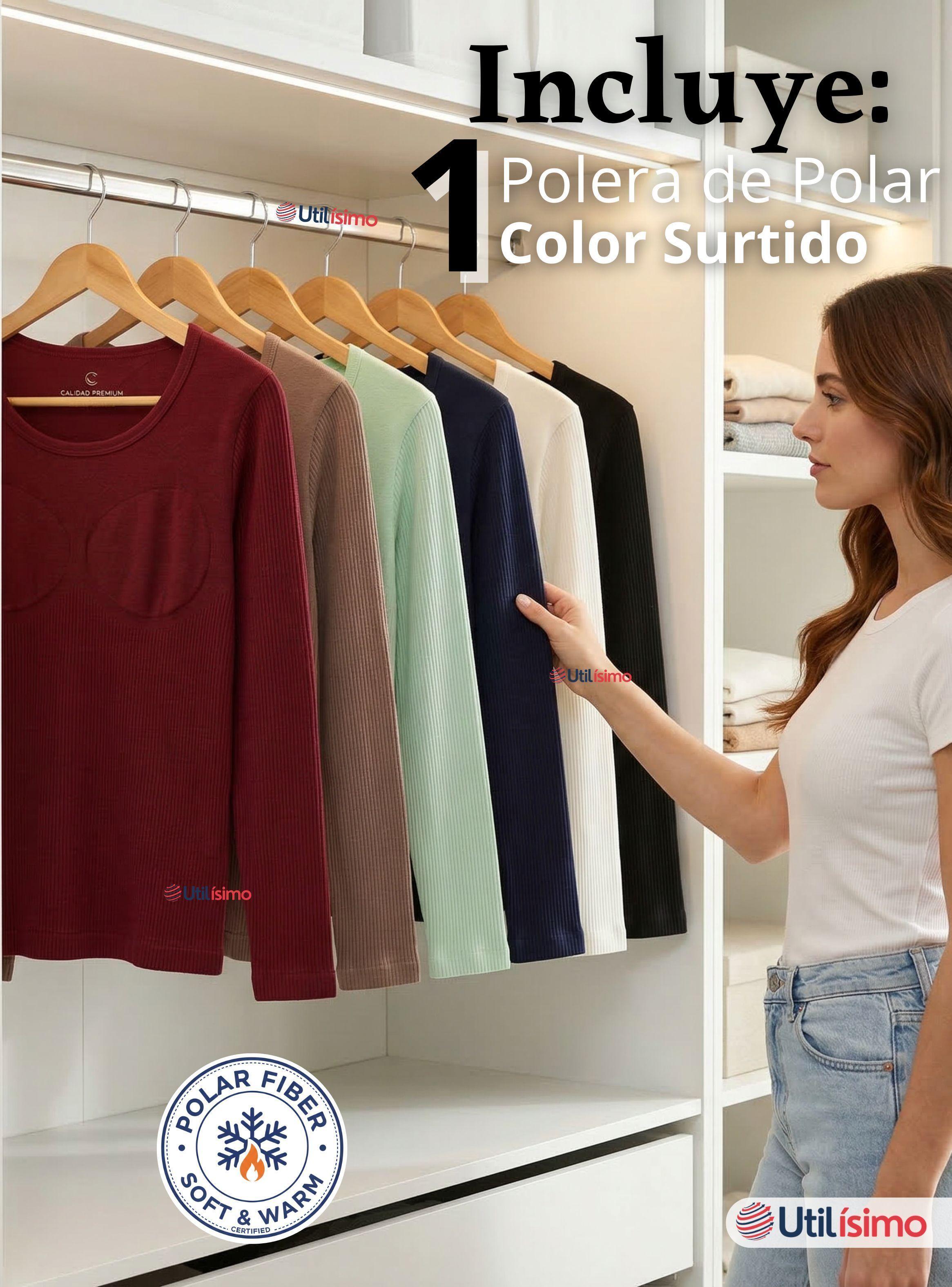 Camiseta Polera Polar Reductora Primera Capa Acanalada Manga Larga Colores Surtidos Mujer-2