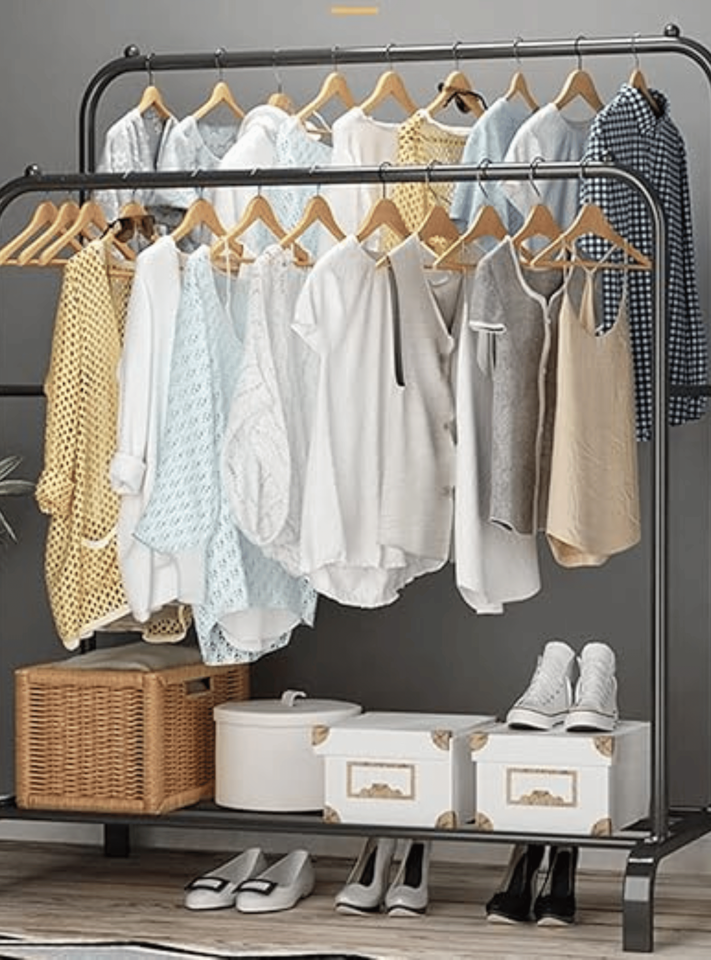 Perchero Organizador de Ropa Tendedero Acero Inoxidable Doble-3