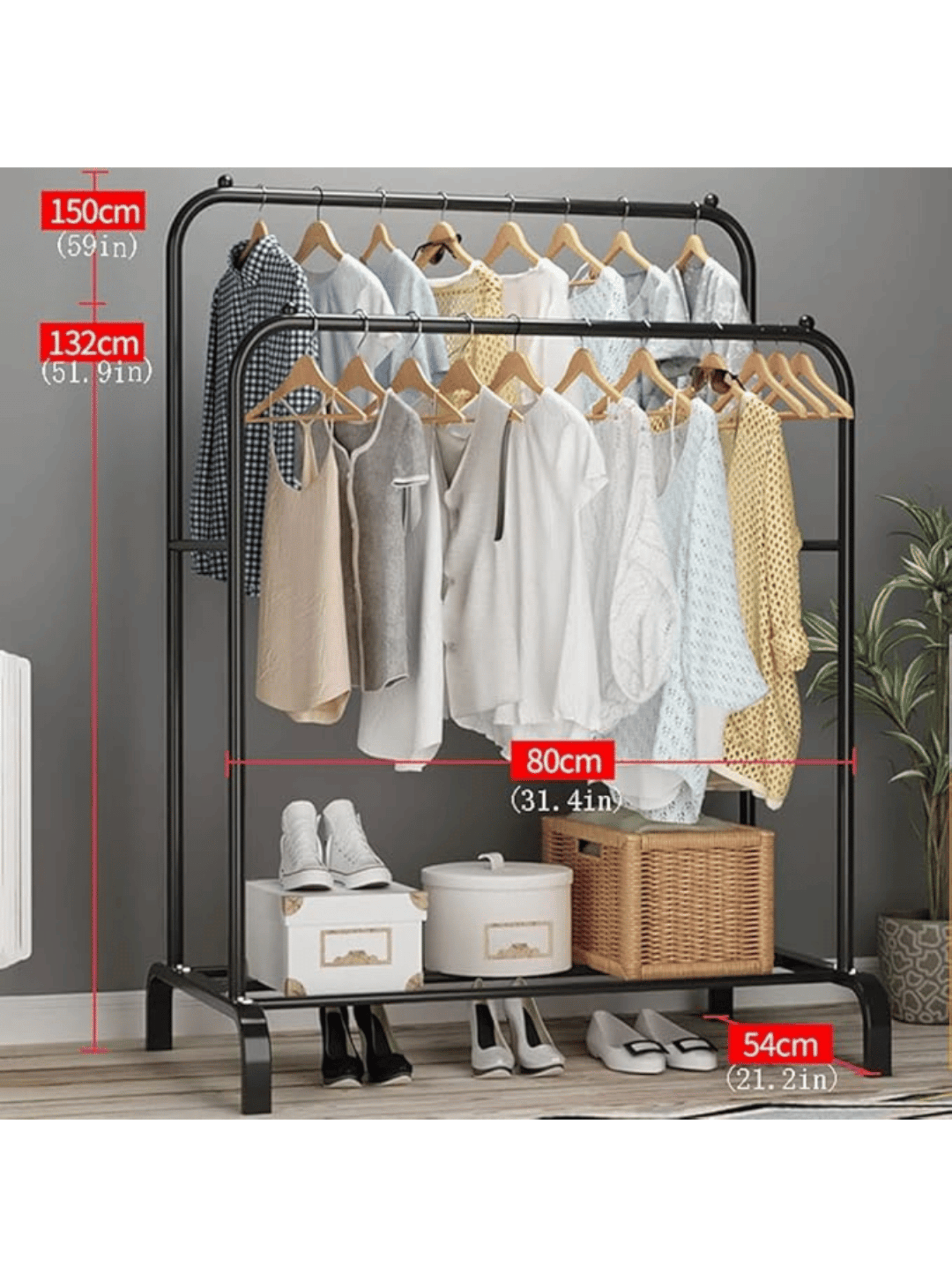 Perchero Organizador de Ropa Tendedero Acero Inoxidable Doble-4