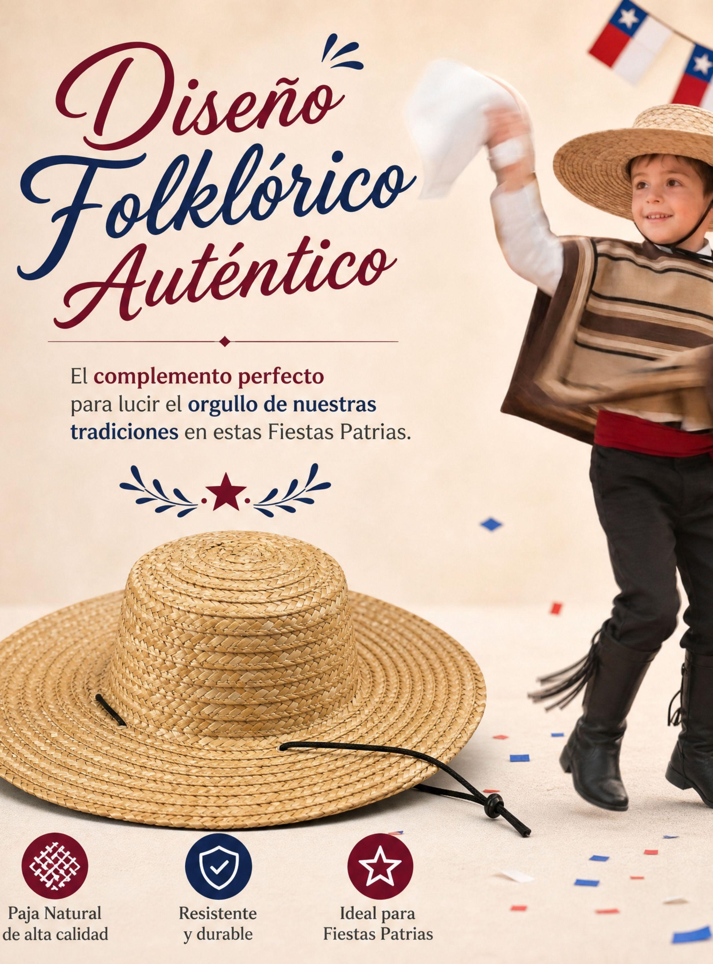Sombrero Chupalla Huaso Niño Fiestas Patrias-6