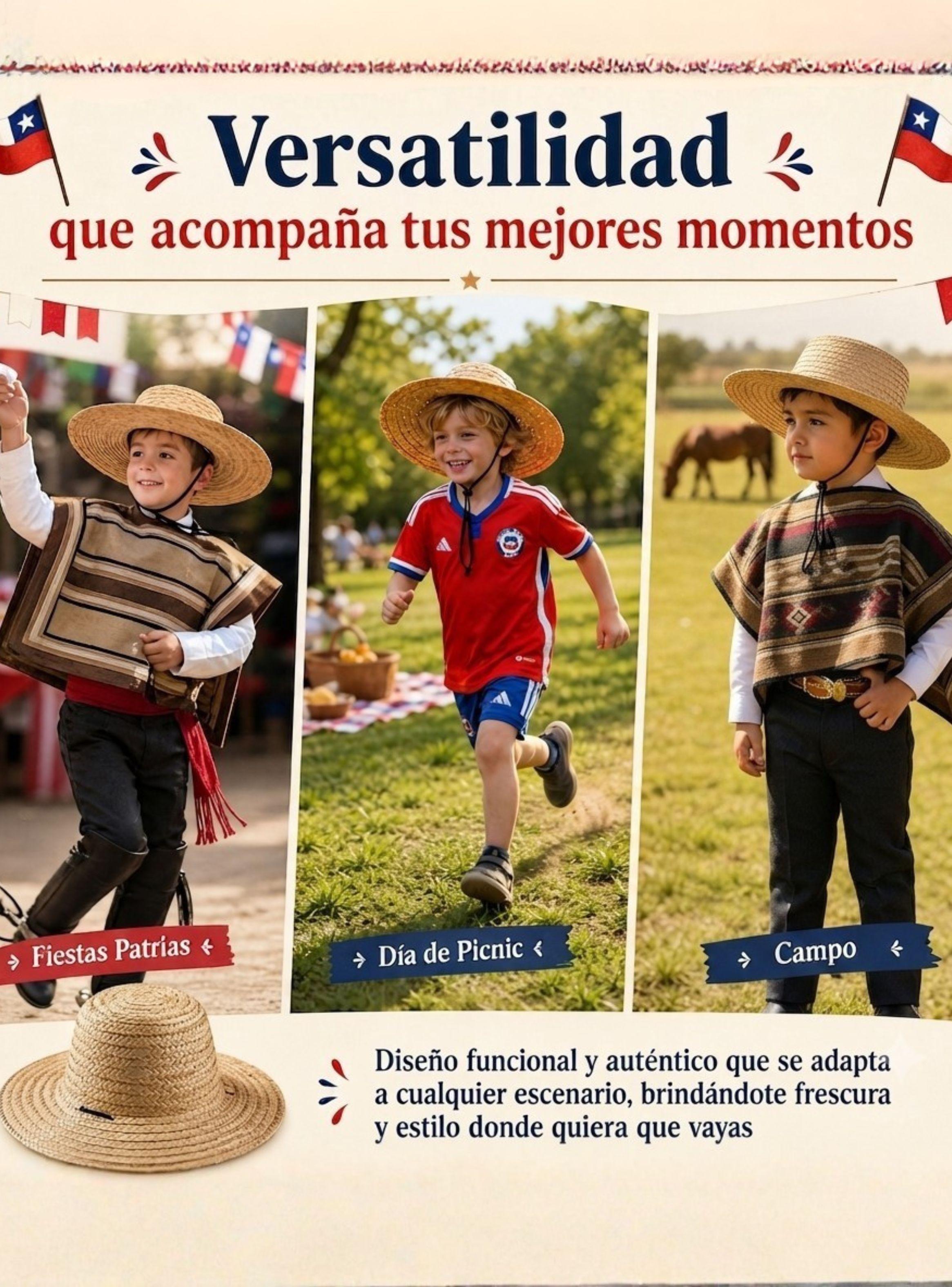 Sombrero Chupalla Huaso Niño Fiestas Patrias-7