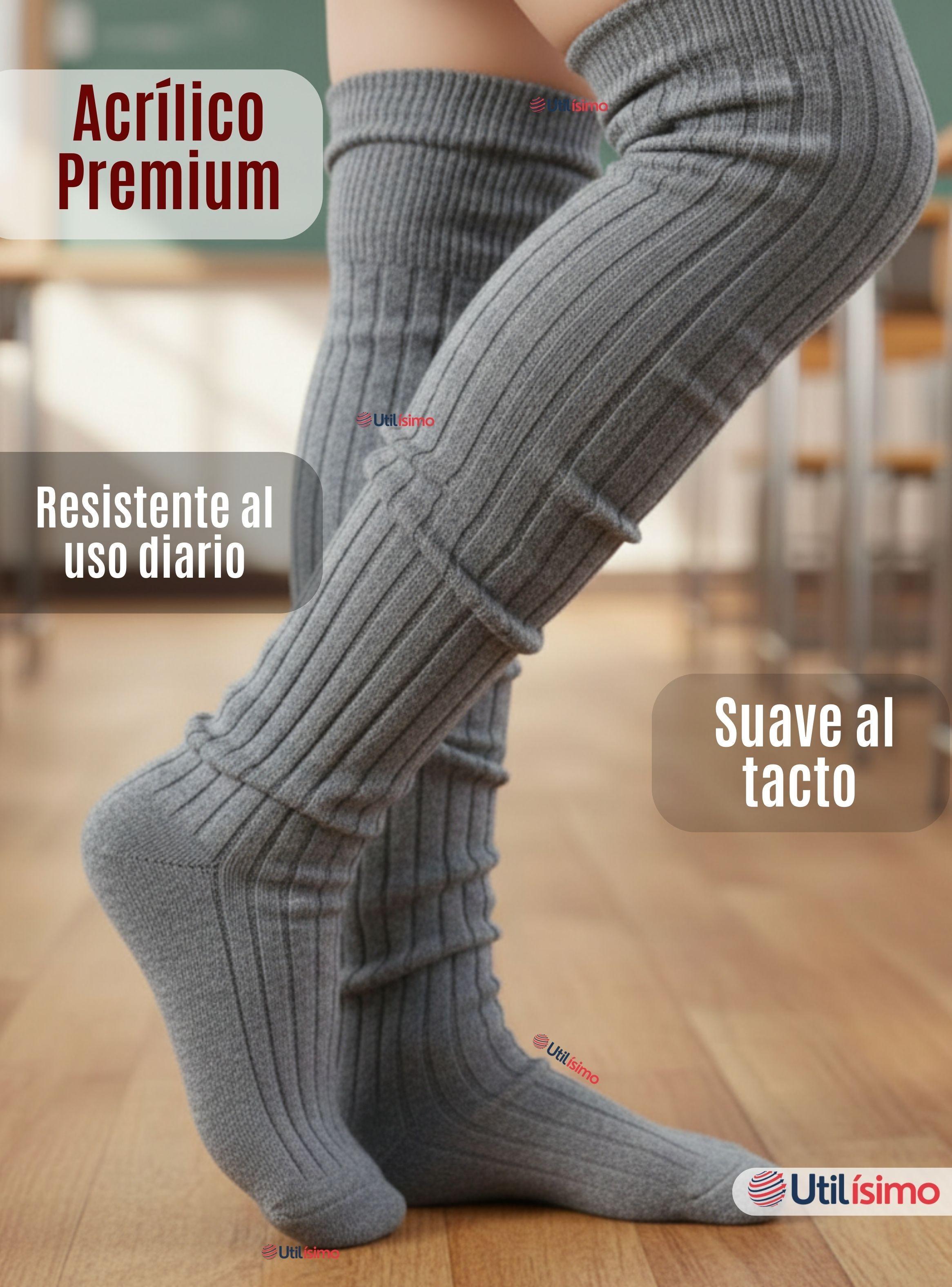 Pack 6 Bucaneras Escolares Calcetines Acrílico Color Gris Premium Niñas y Juvenil-5