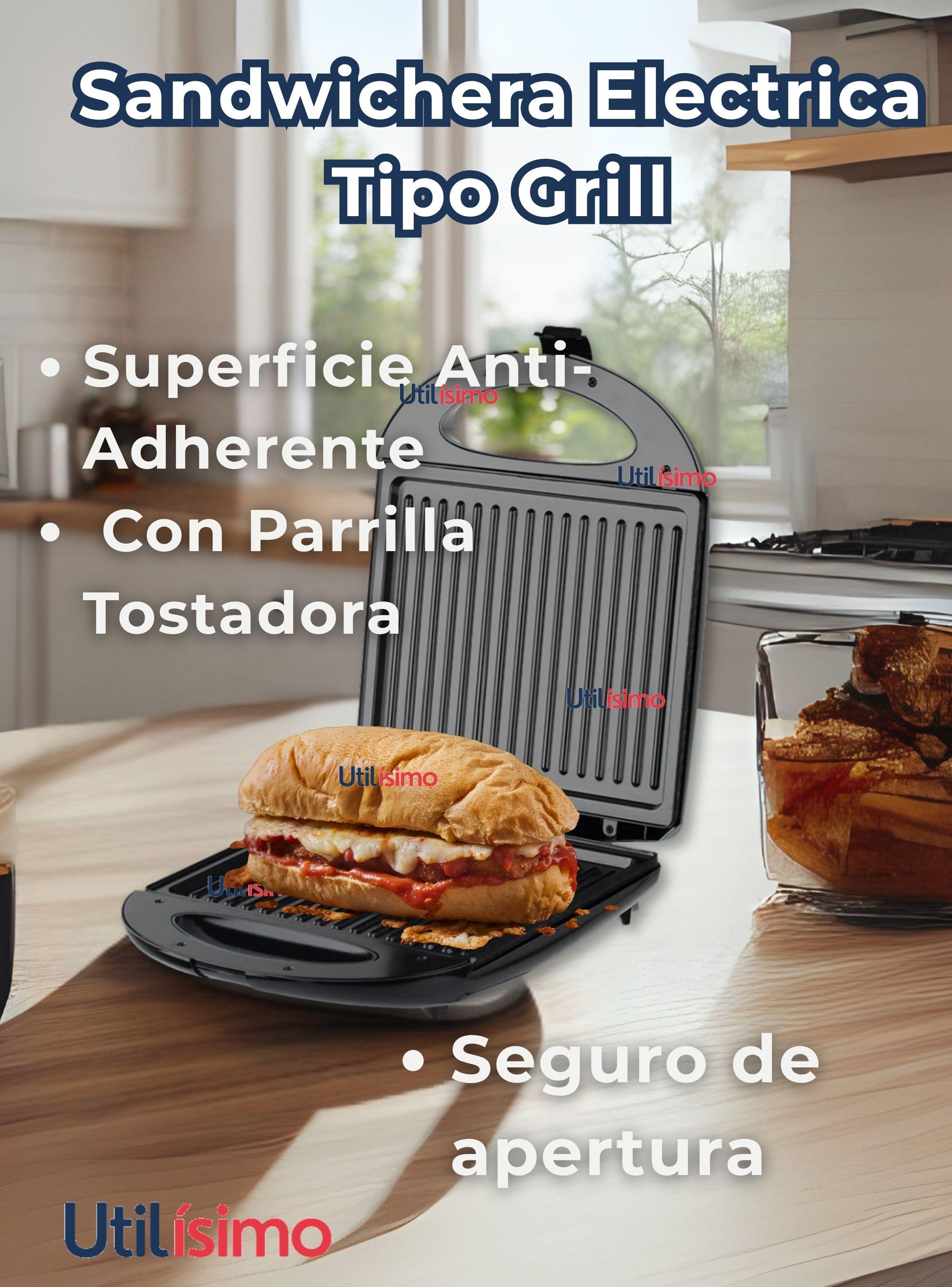 Sandwichera Eléctrica Tipo Grill Tostador Y Plancha 1400W de Potencia -4