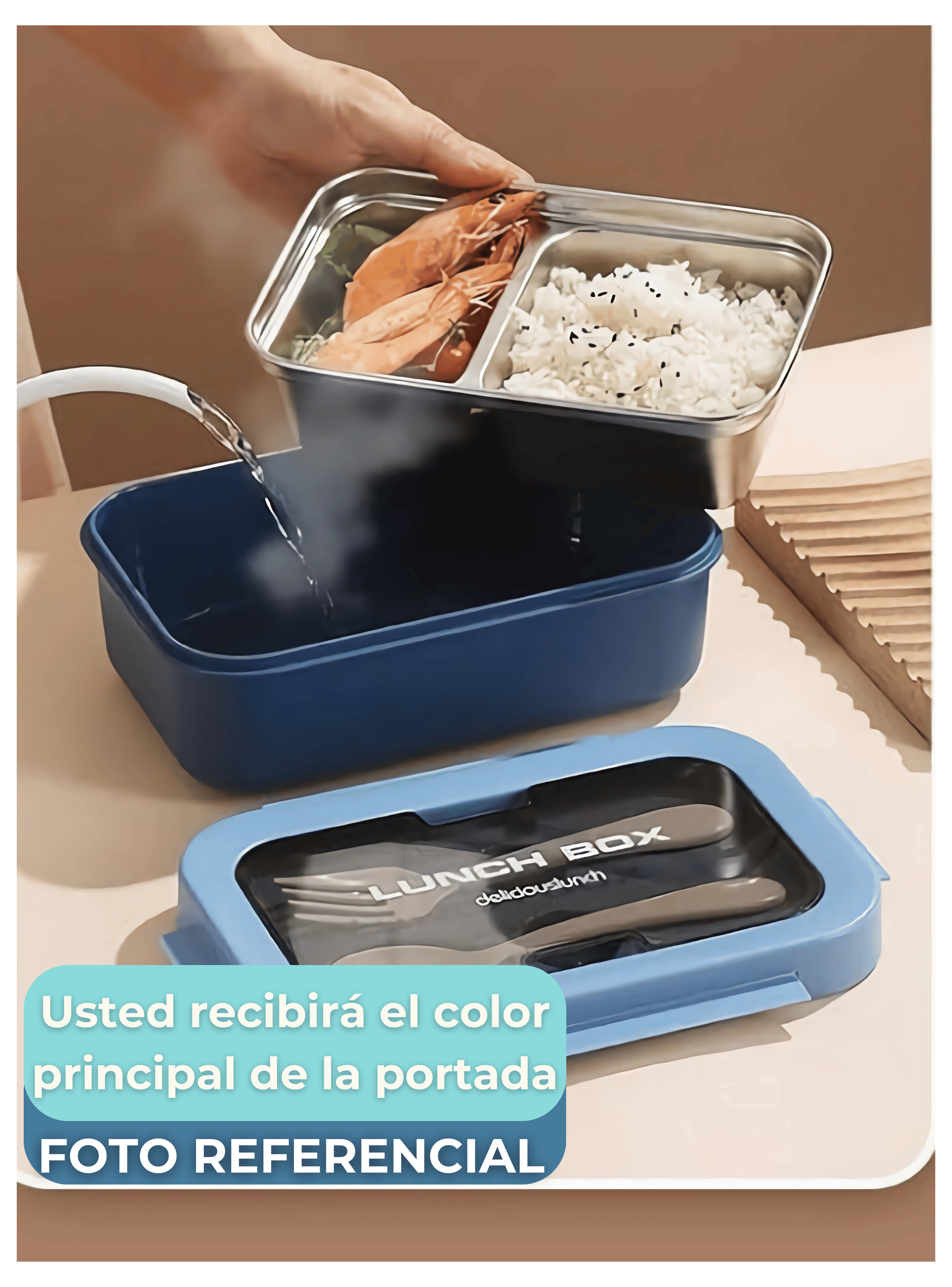 Fiambrera Contenedor Térmico 828 Ml Táper Hermético + Cubiertos Blue And Yellow-2
